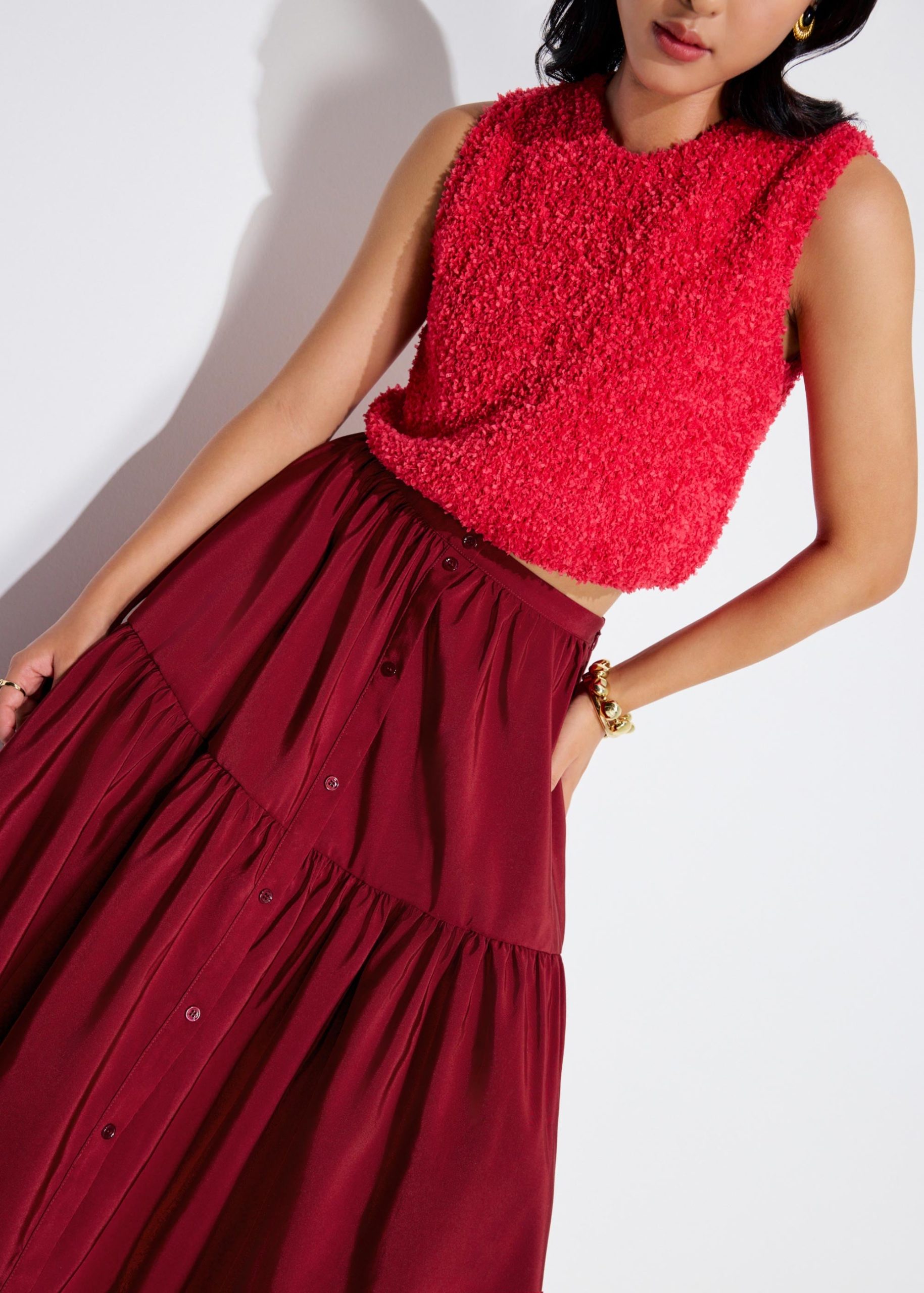 Fuzzy Knit Shell Crop Top
