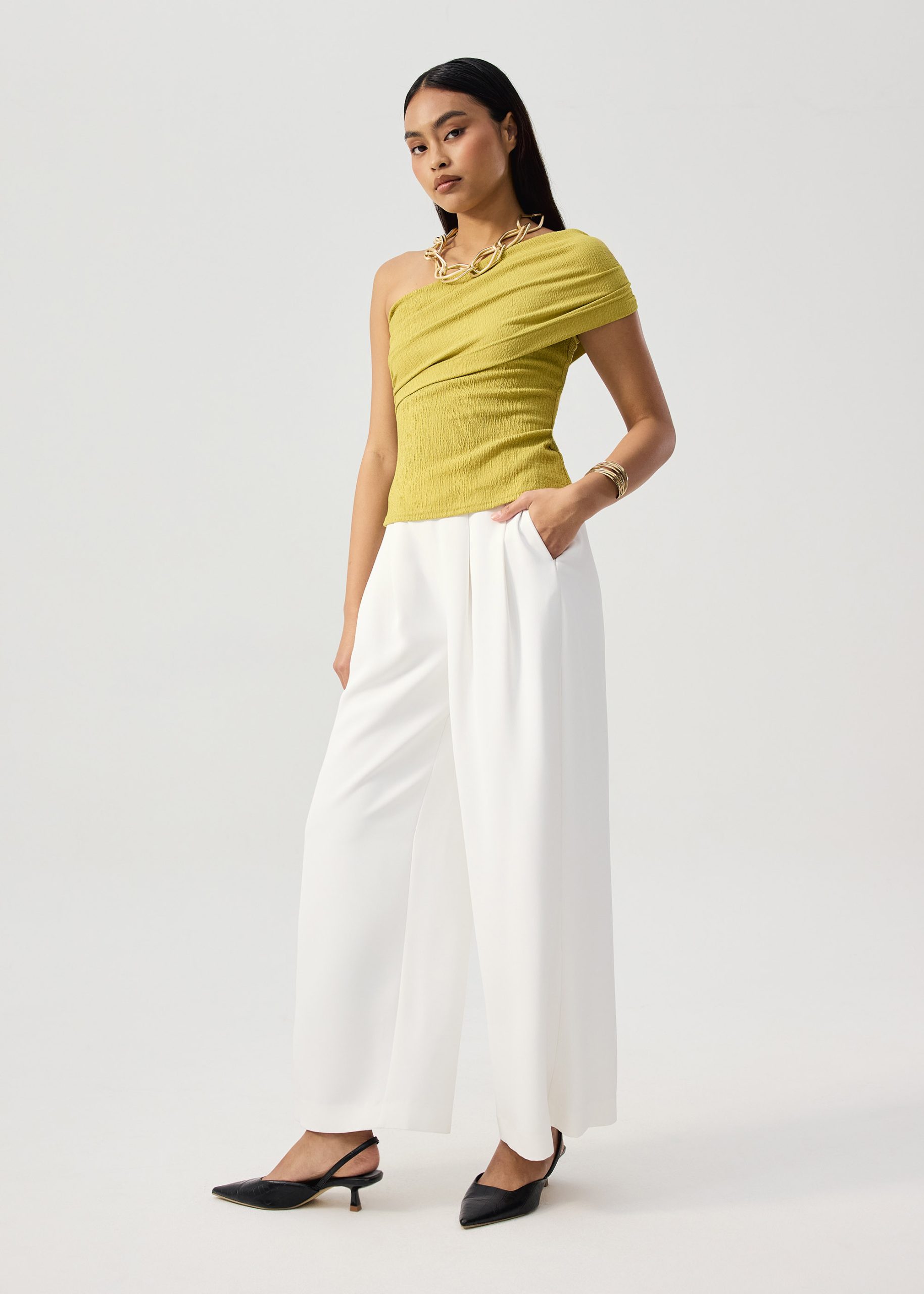 Crinkled Jersey Asymmetric Fitted Top - Image 16