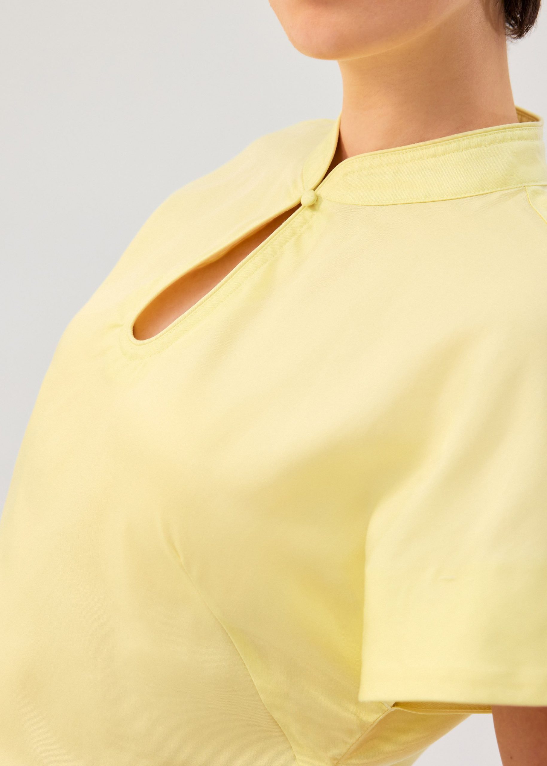 Lyocell Mandarin Collar Drop Shoulder Top - Image 13