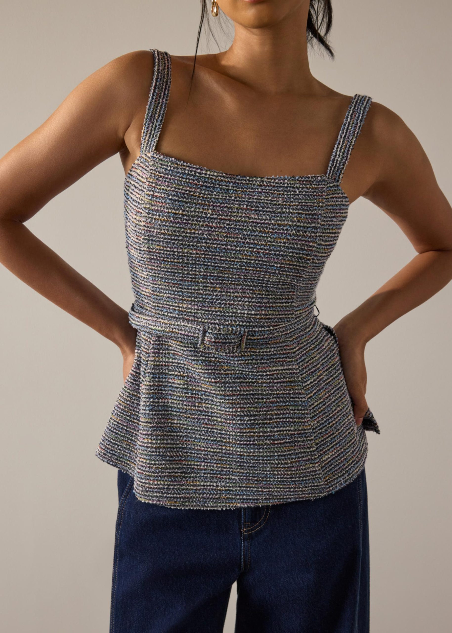 Patty BraFree by LB Stretch Tweed Fitted Top