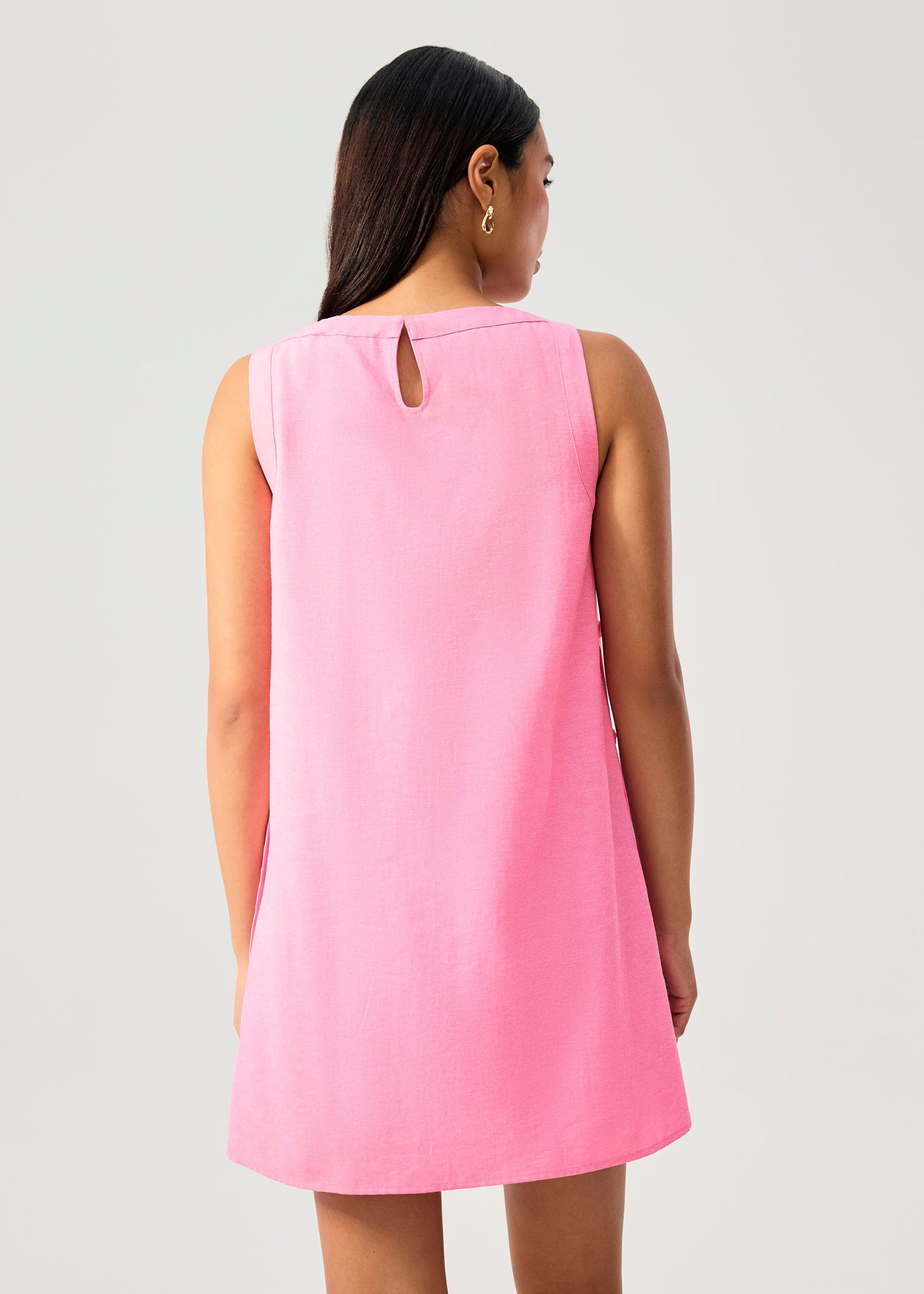 Cotton Boat Neck Shift Mini Dress - Image 4