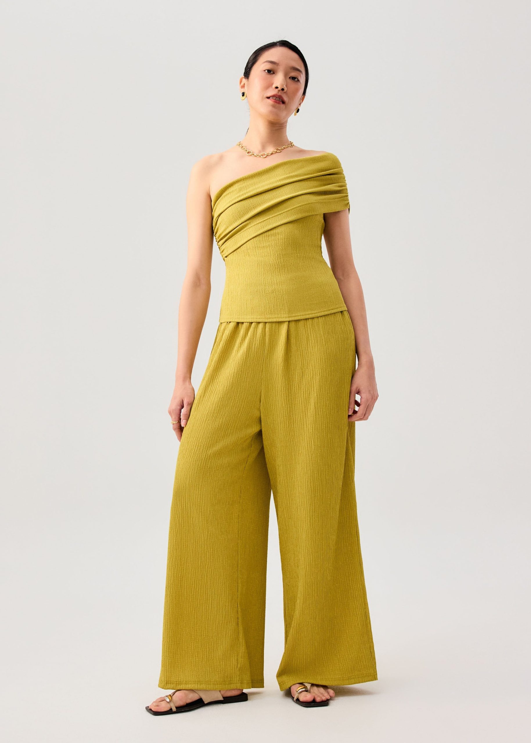 Elastic Crinkled Jersey Wide Leg Pants - Image 17