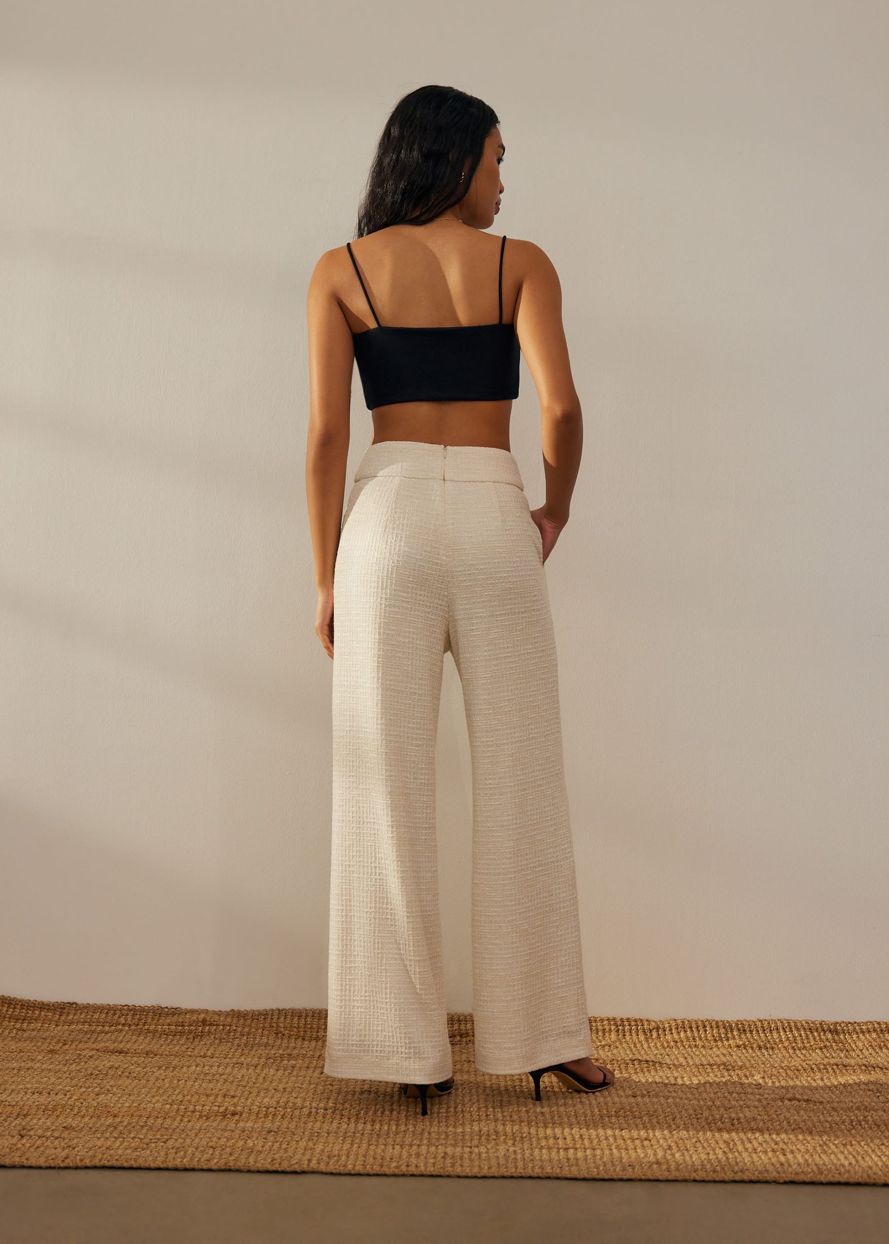 Leggy??Tweed High Waist Wide Leg Pants - Image 5