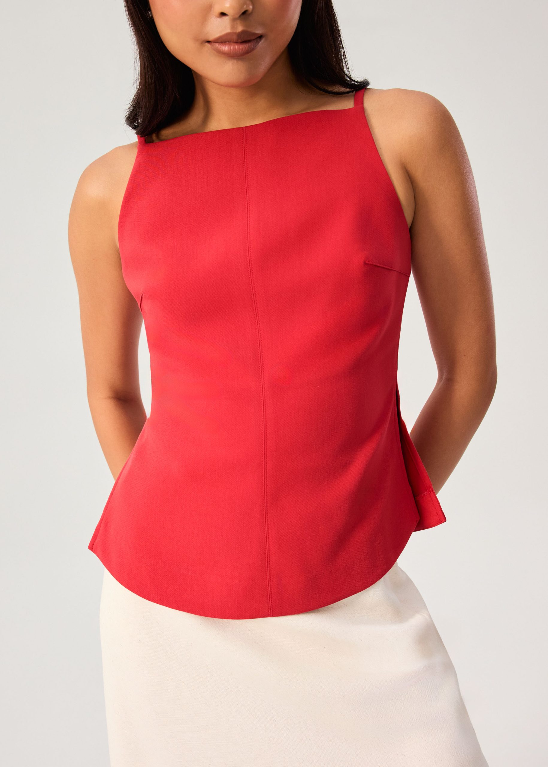 Straight Neck Fitted Camisole Top - Image 9