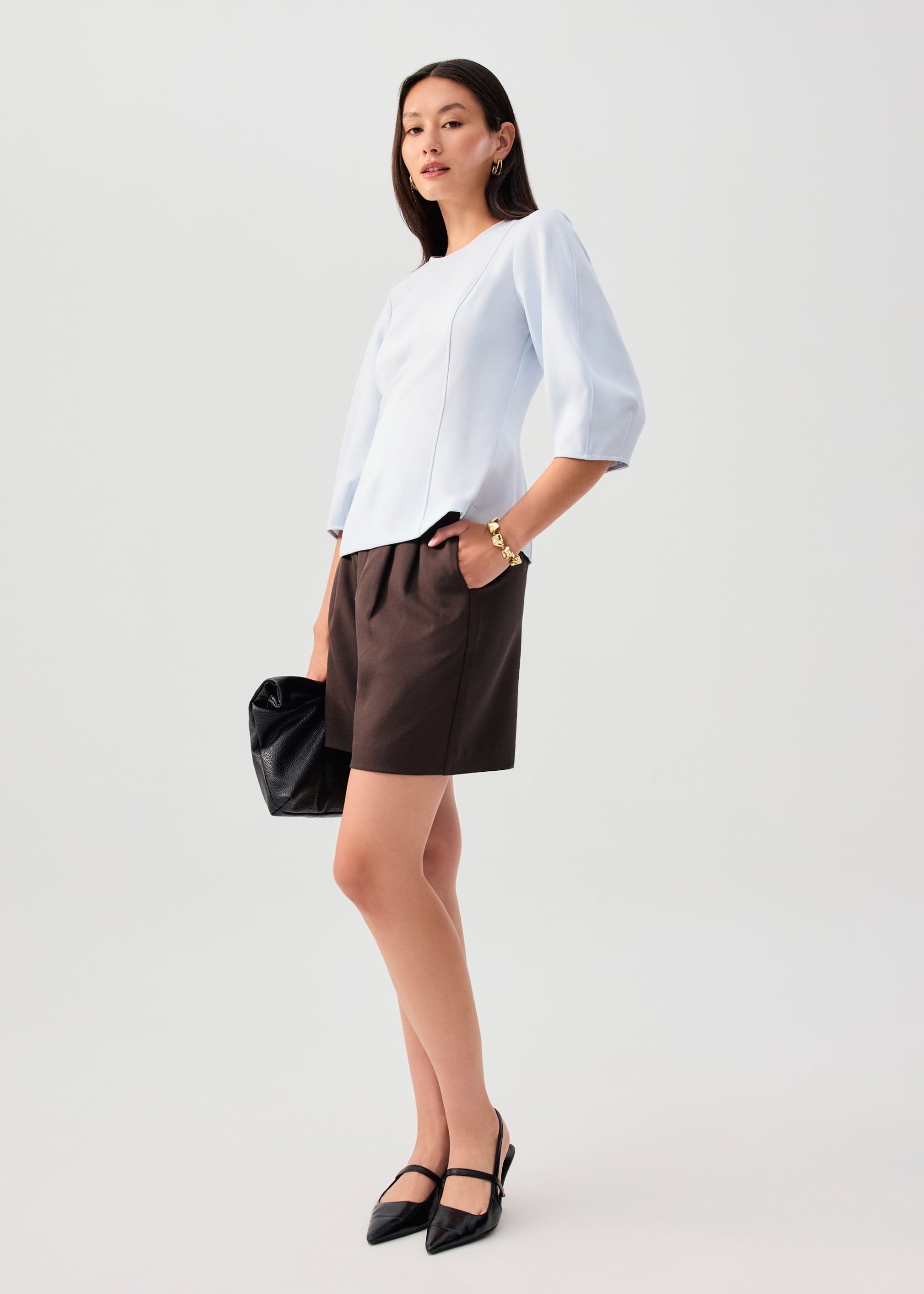 Eunice Panelled Round Neck Puff Sleeve Top - Image 15