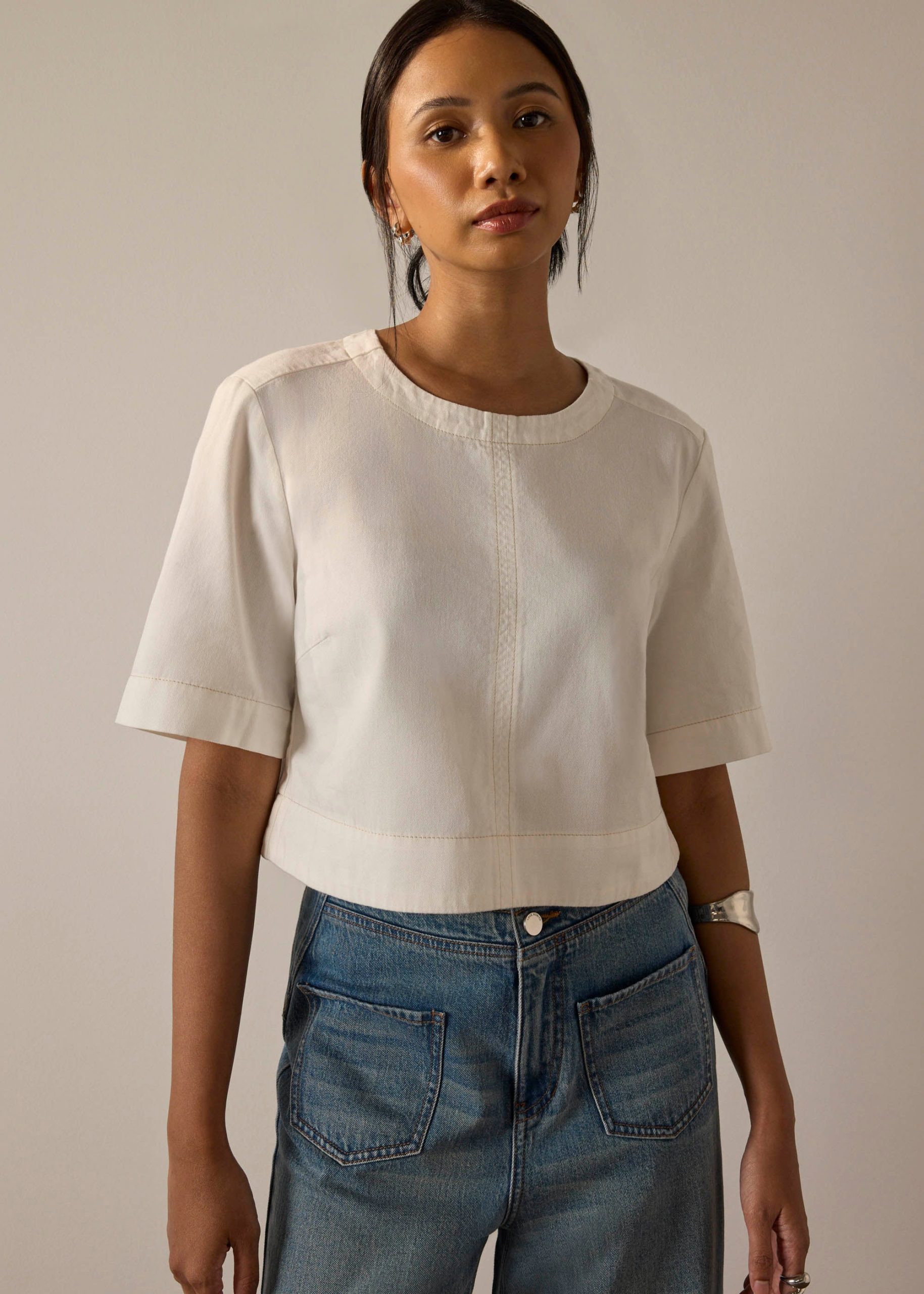 Denim Boxy Shell Top