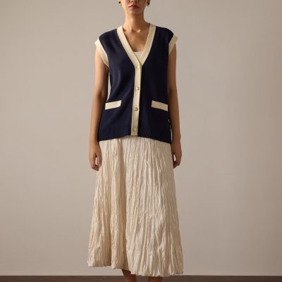 Relaxed Contrast Knit Vest