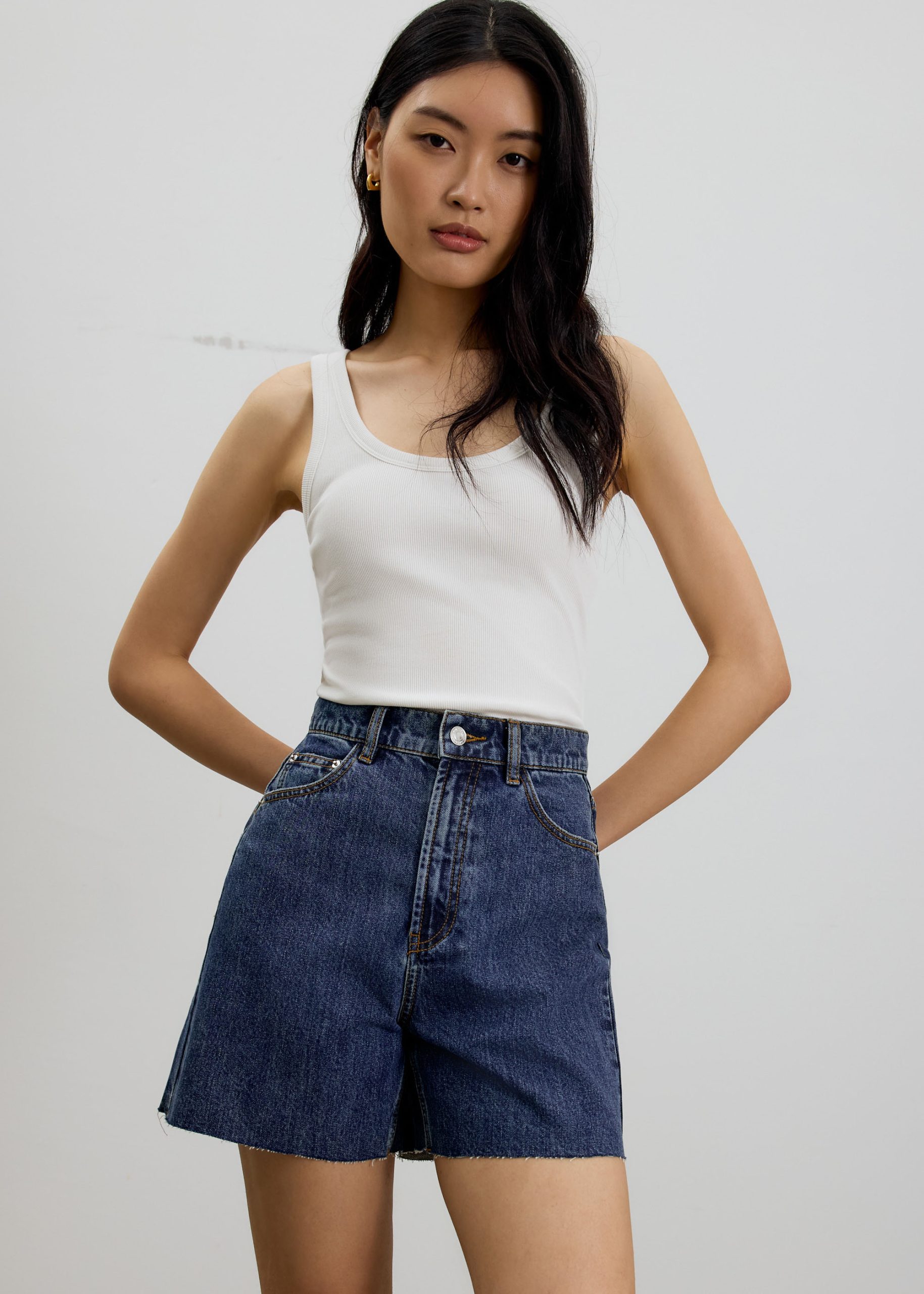 Sana High Waist Fray Denim Shorts - Image 10