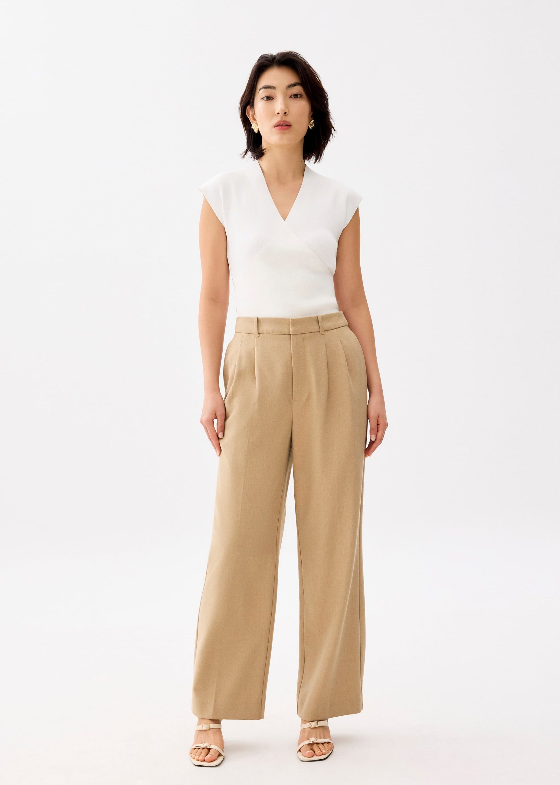 Lana Relaxed Melange Tailored Pants
