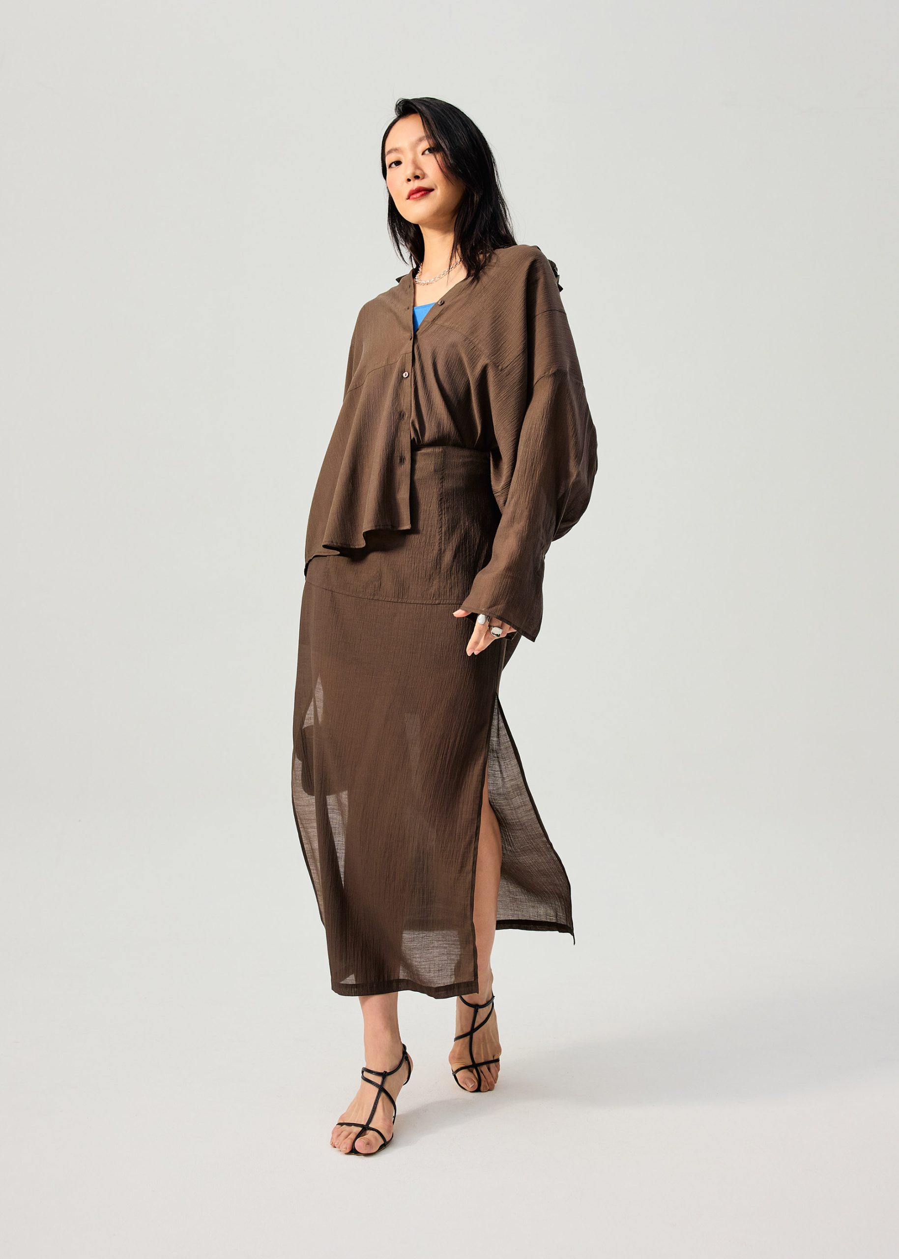 Sheer Lyocell Column Maxi Skirt - Image 13