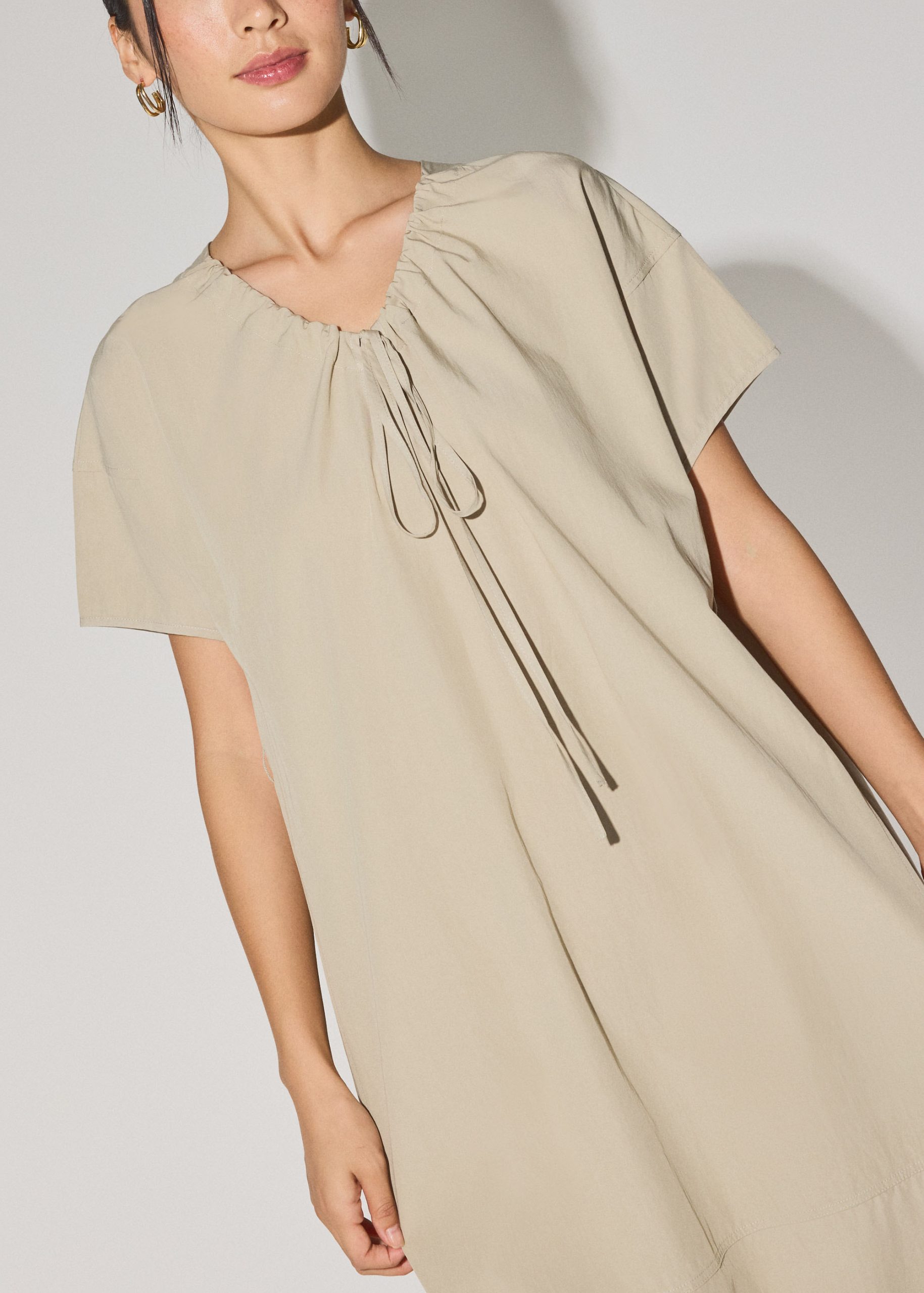 Multi-way Cotton Drawstring Cocoon Midaxi Dress - Image 7
