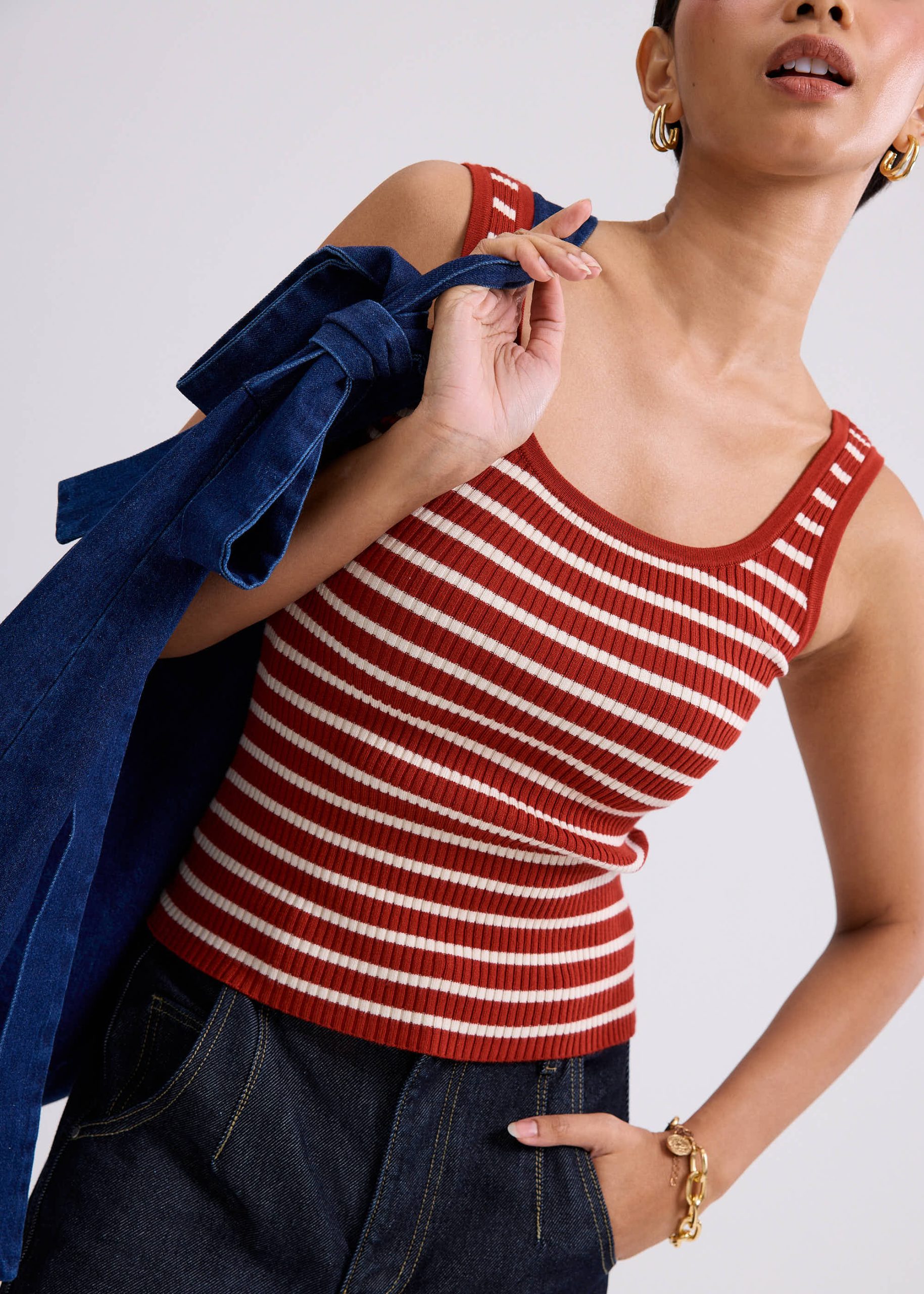 Katya Ribbed Knit Square Neck Tank Top - Image 14