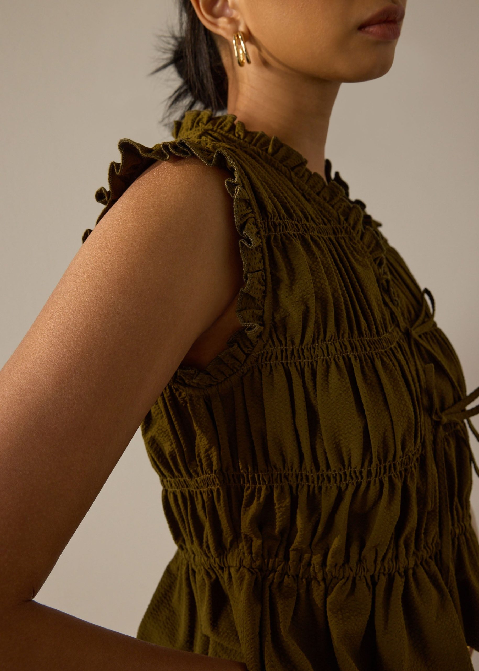 Smocked Fitted Peplum Top - Image 10