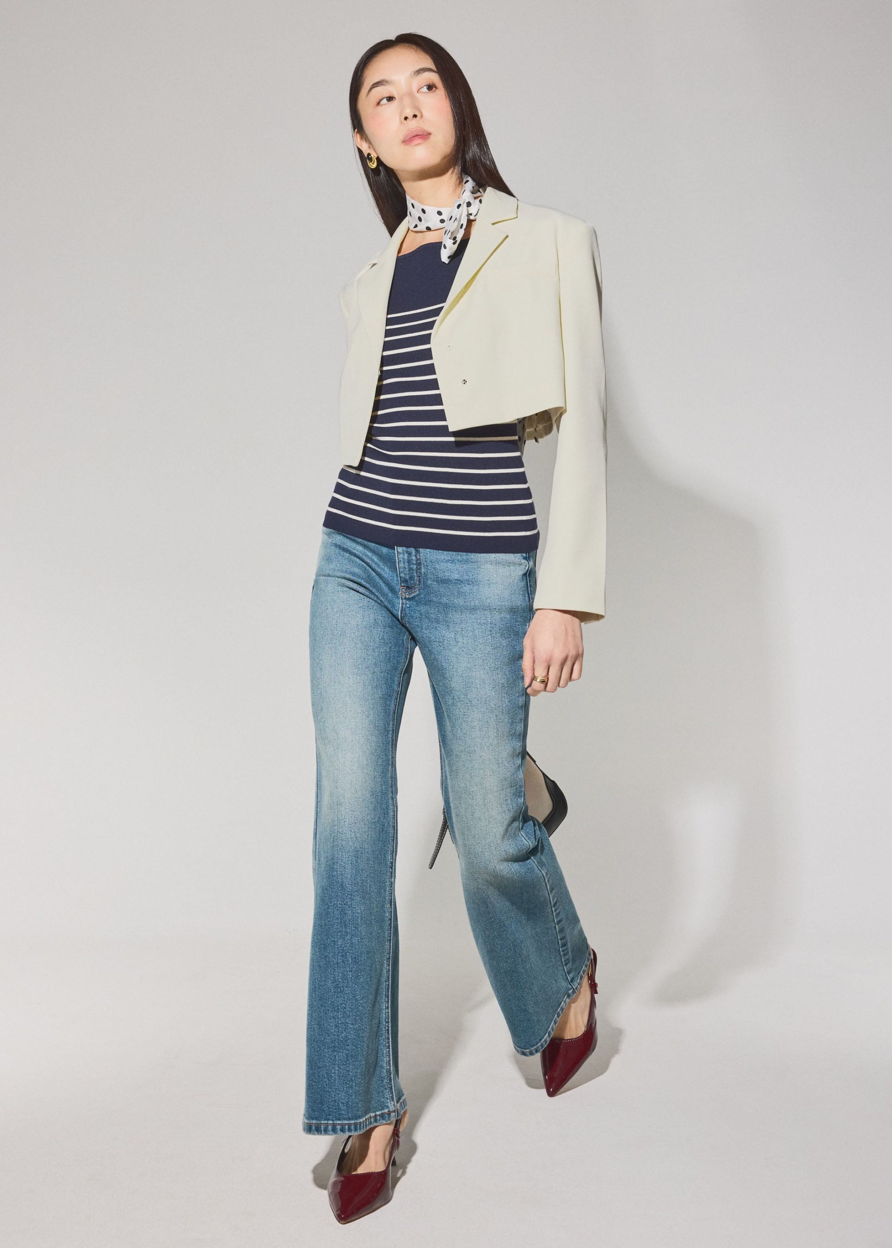 Adele Striped Lyocell Boat Neck Fitted Top - Image 19