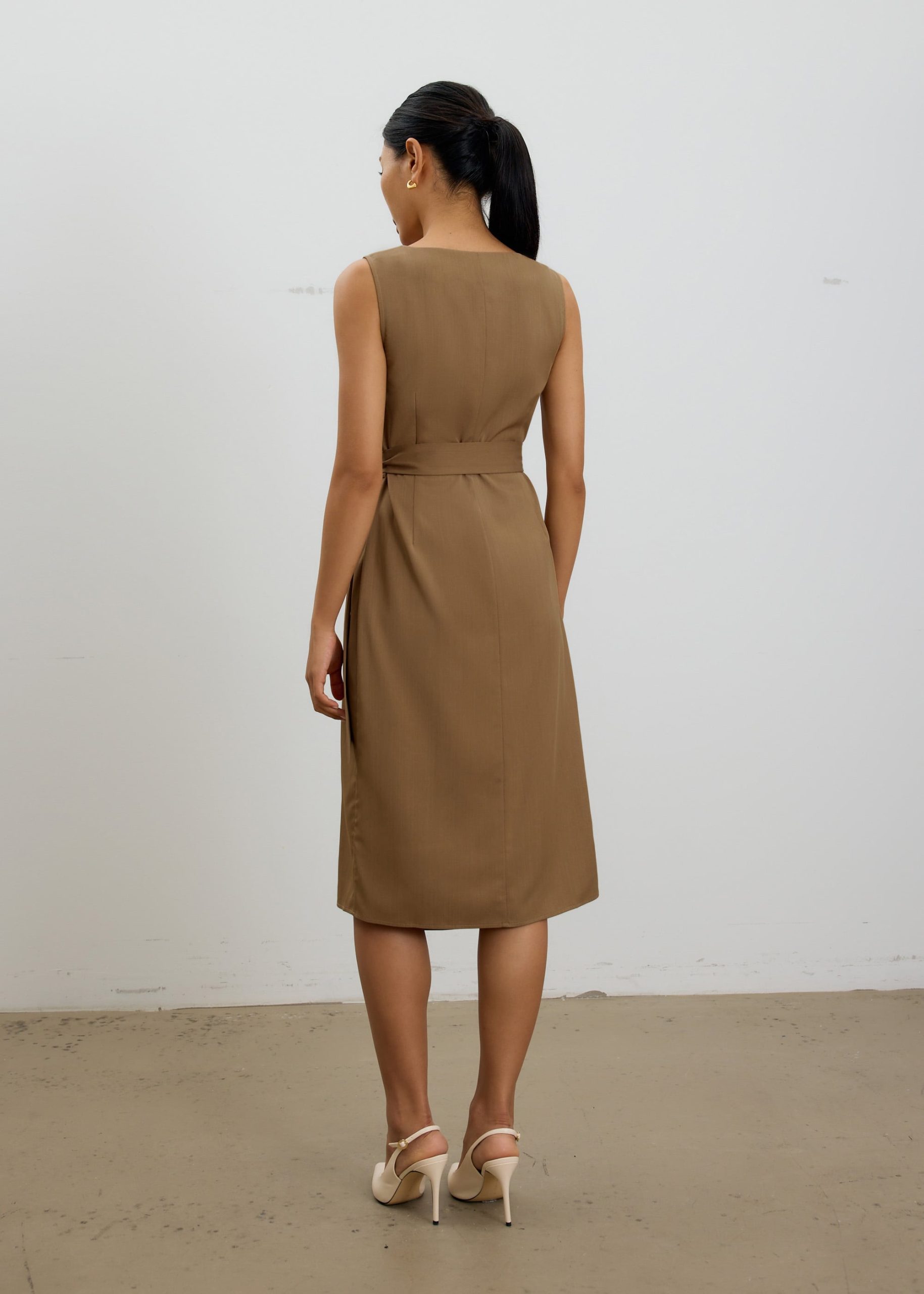 Eun V-neck Wrap Column Midi Dress - Image 9