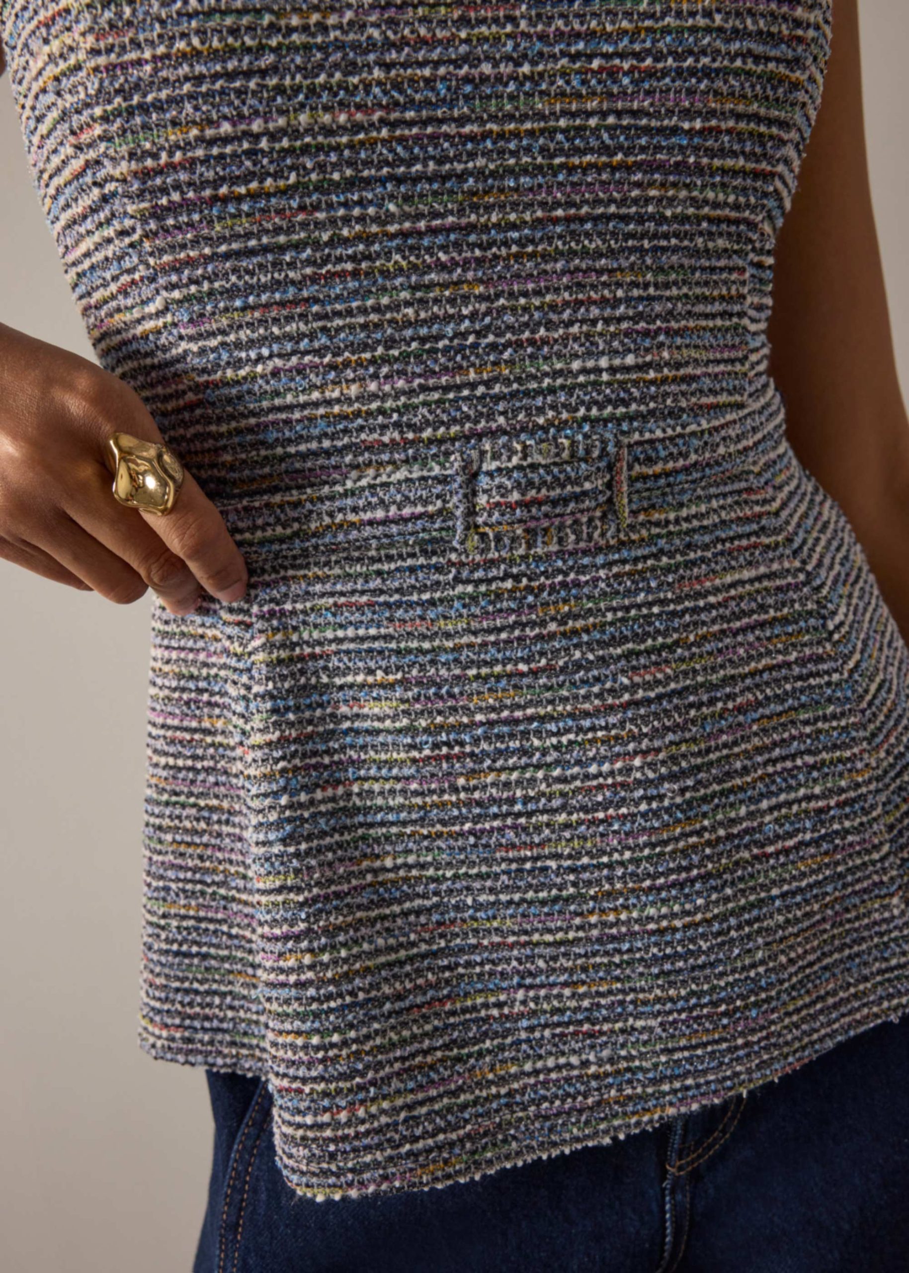 Patty BraFree by LB Stretch Tweed Fitted Top - Image 2