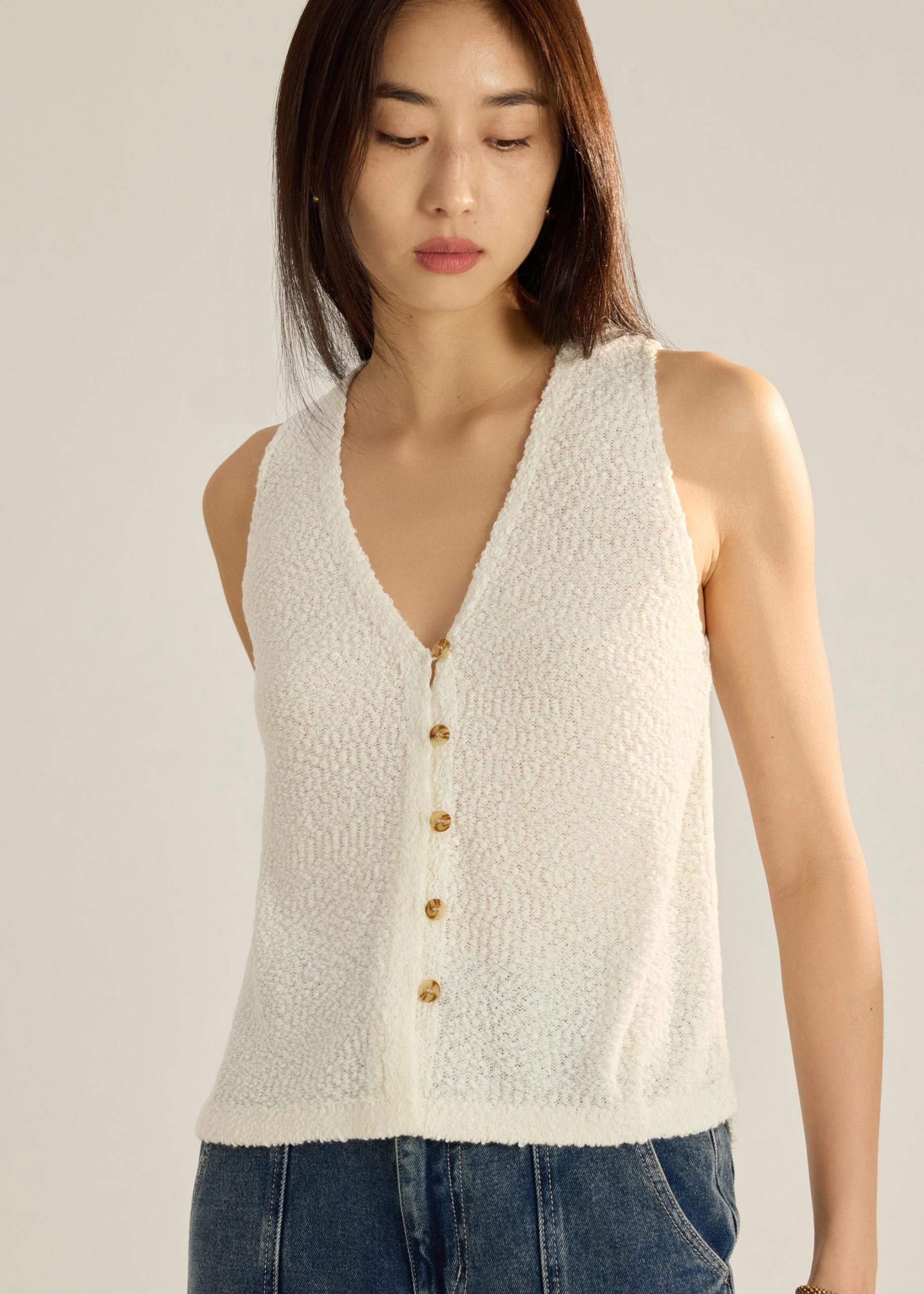 Boucle Knit Vest Top - Image 14
