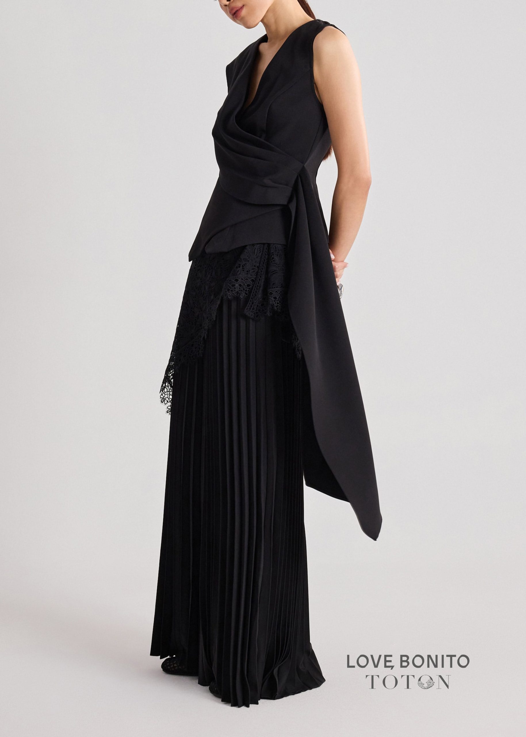 Love, Bonito x TOTON Leggy??Pleated Pants With Scarf - Image 3