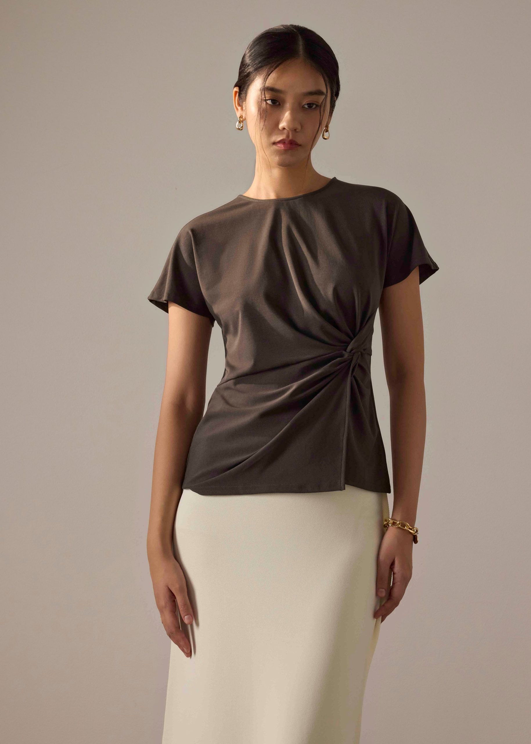 Jersey Twist Knot Long Tee - Image 11