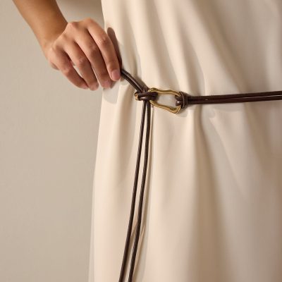 Vegan Leather Buckle Cord Belt