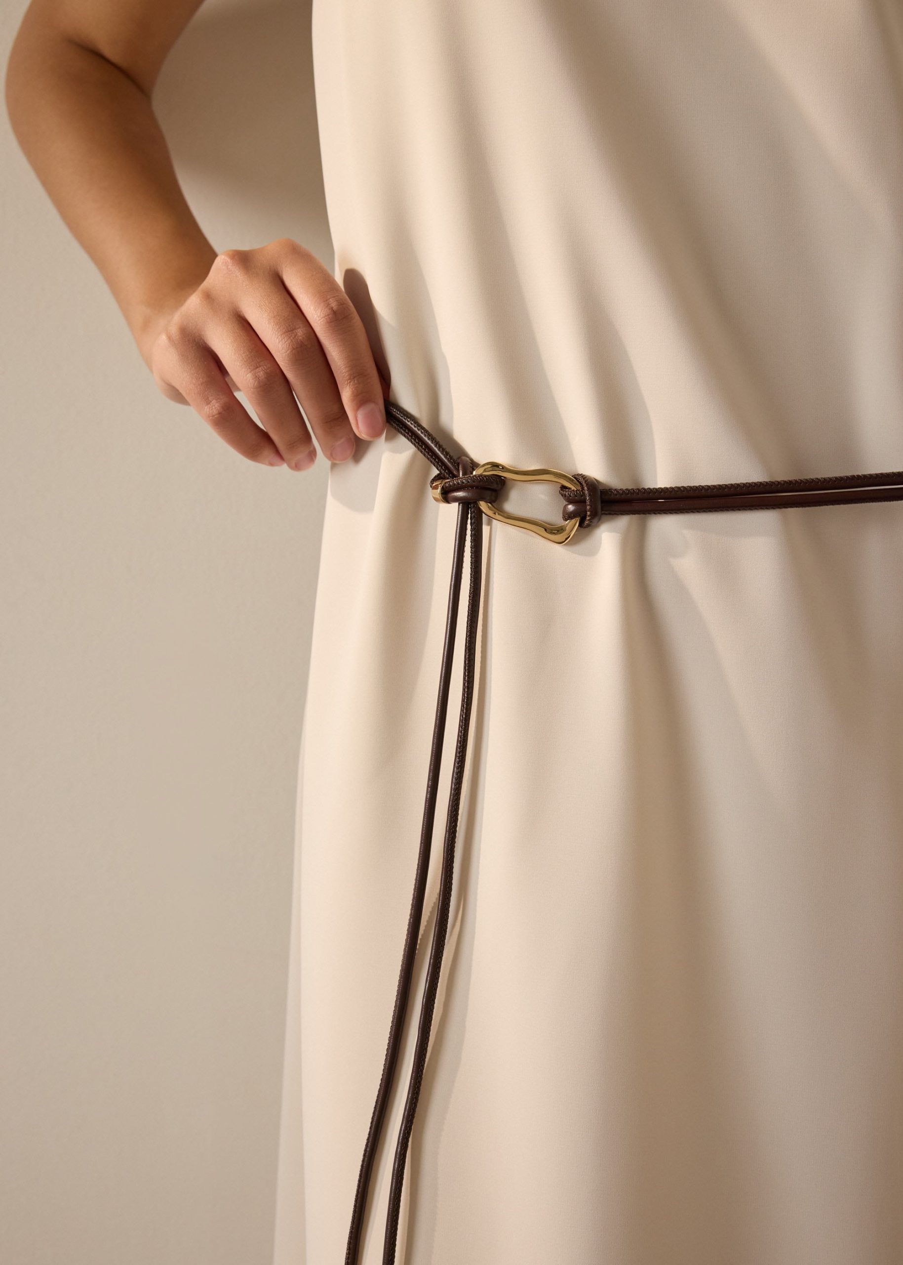 Vegan Leather Buckle Cord Belt