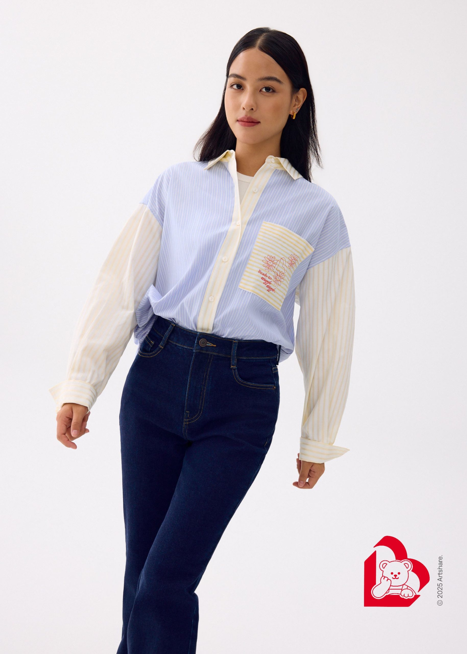Love, Bonito | Wiggle Wiggle RuchedReady® Oversized Shirt in Light Blue - Image 4