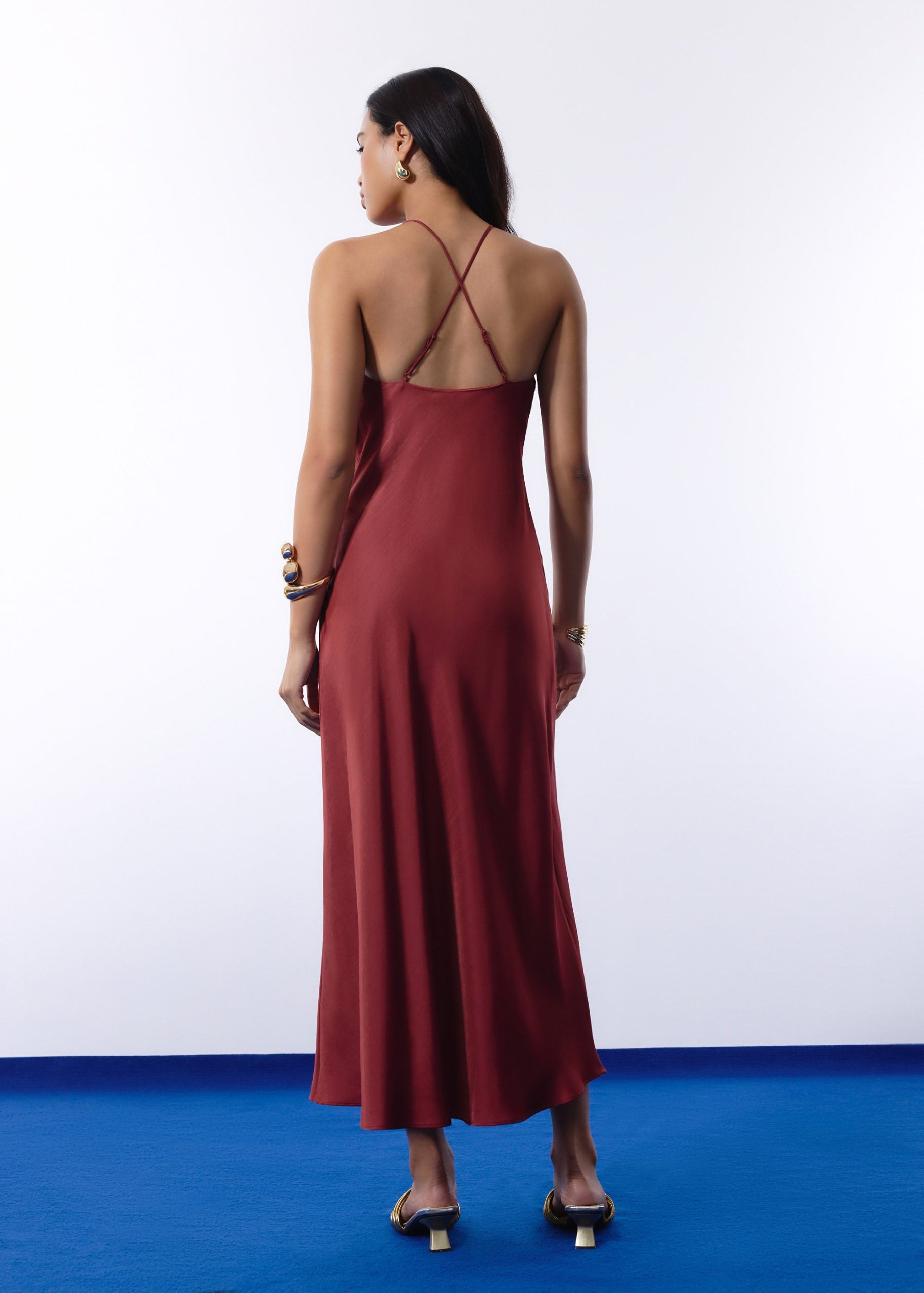BraFree by LB Satin Halter Bias Cut Maxi Dress - Image 11