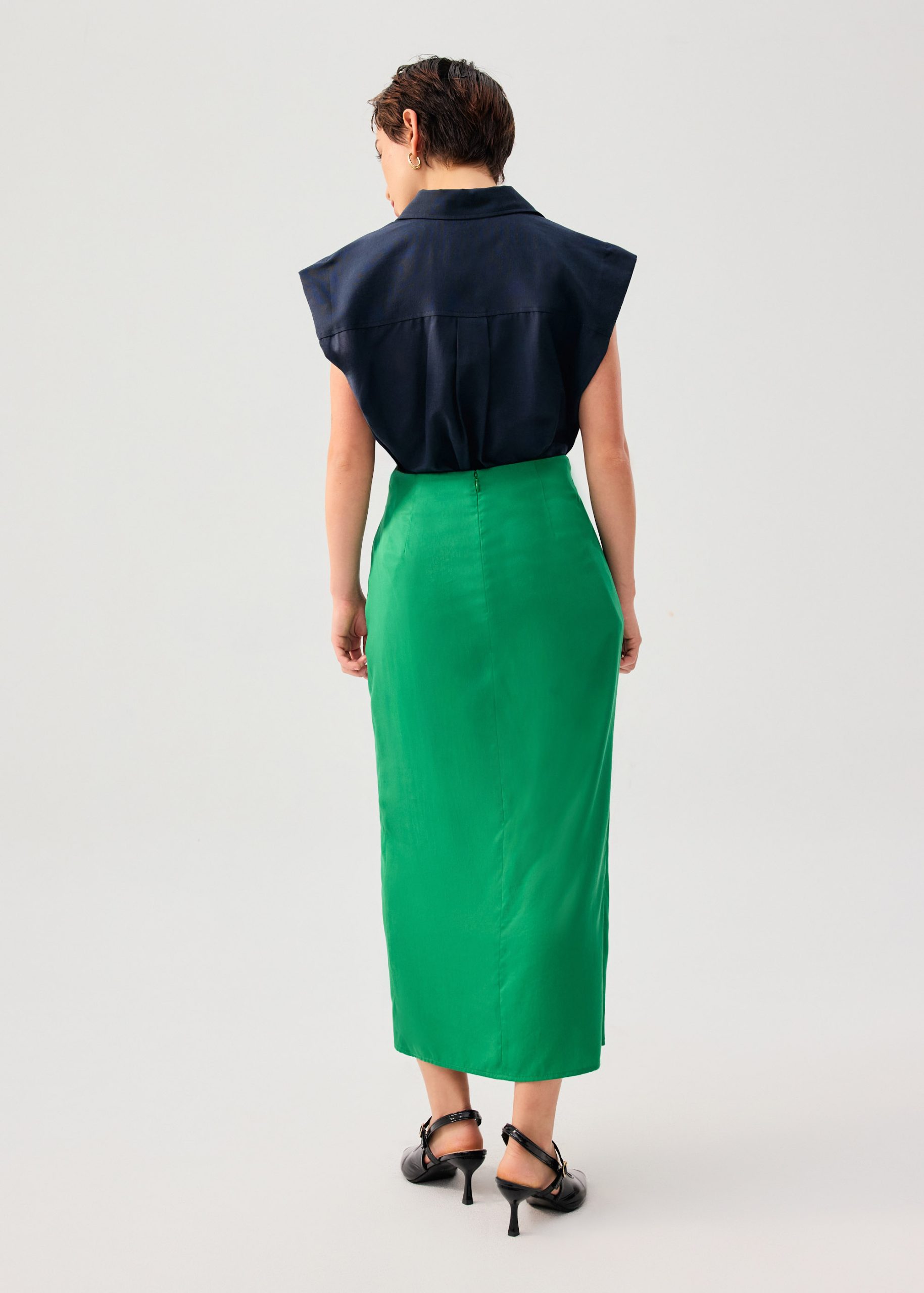 Lyocell Front Twist Column Midaxi Skirt - Image 10