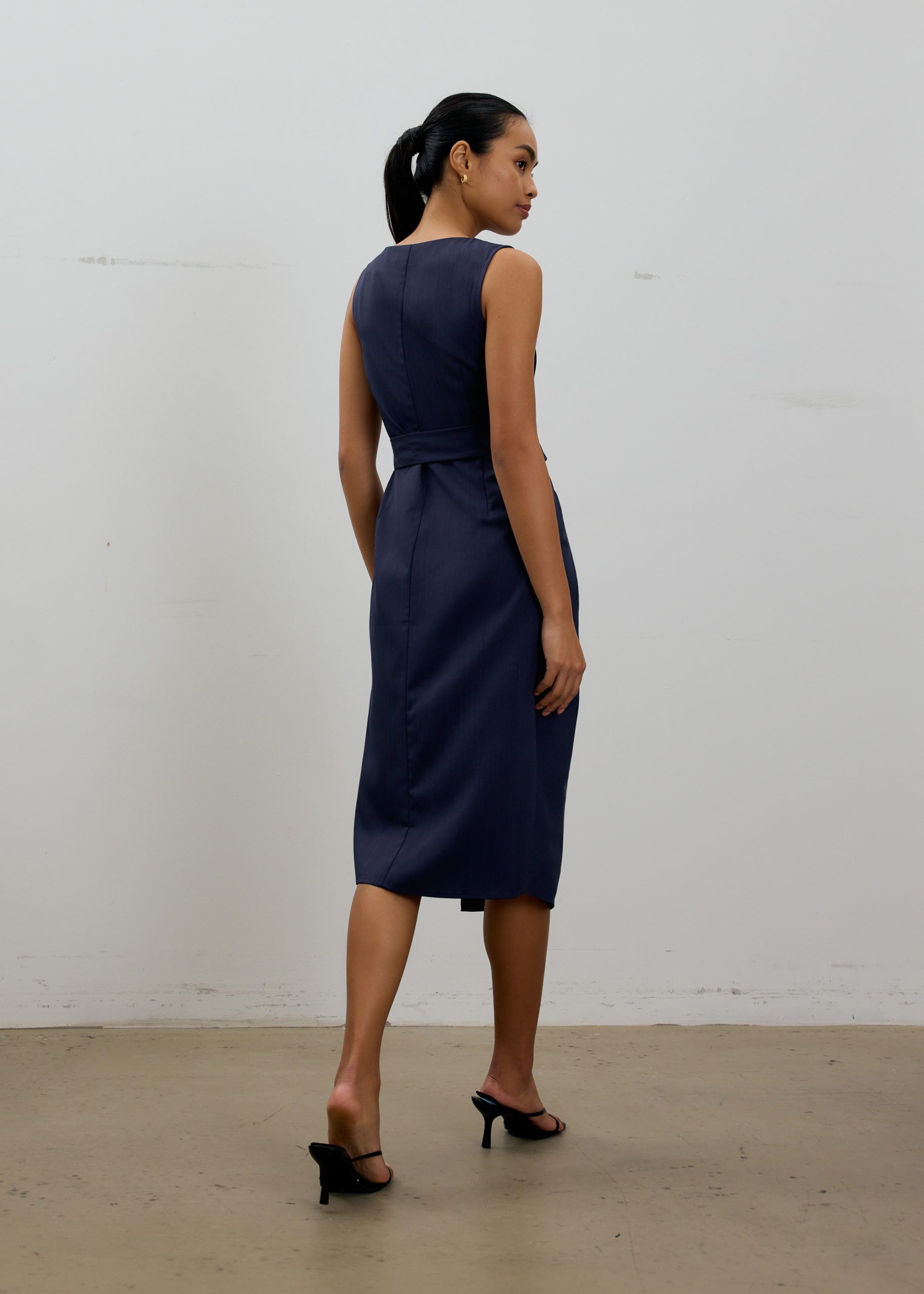 Eun V-neck Wrap Column Midi Dress - Image 6