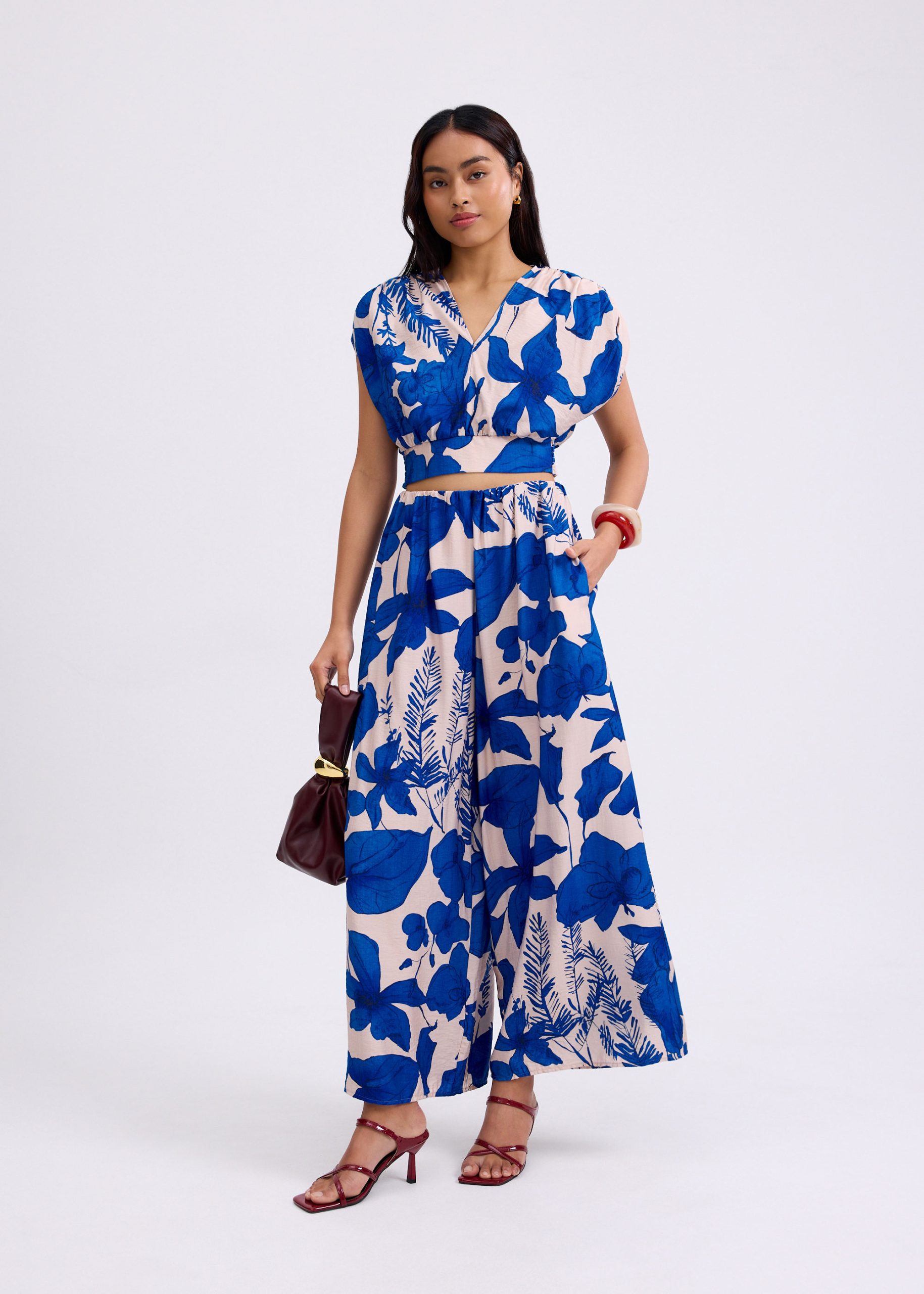 Elastic High Waist Wide Leg Pants in Garden City Blooms - Image 9