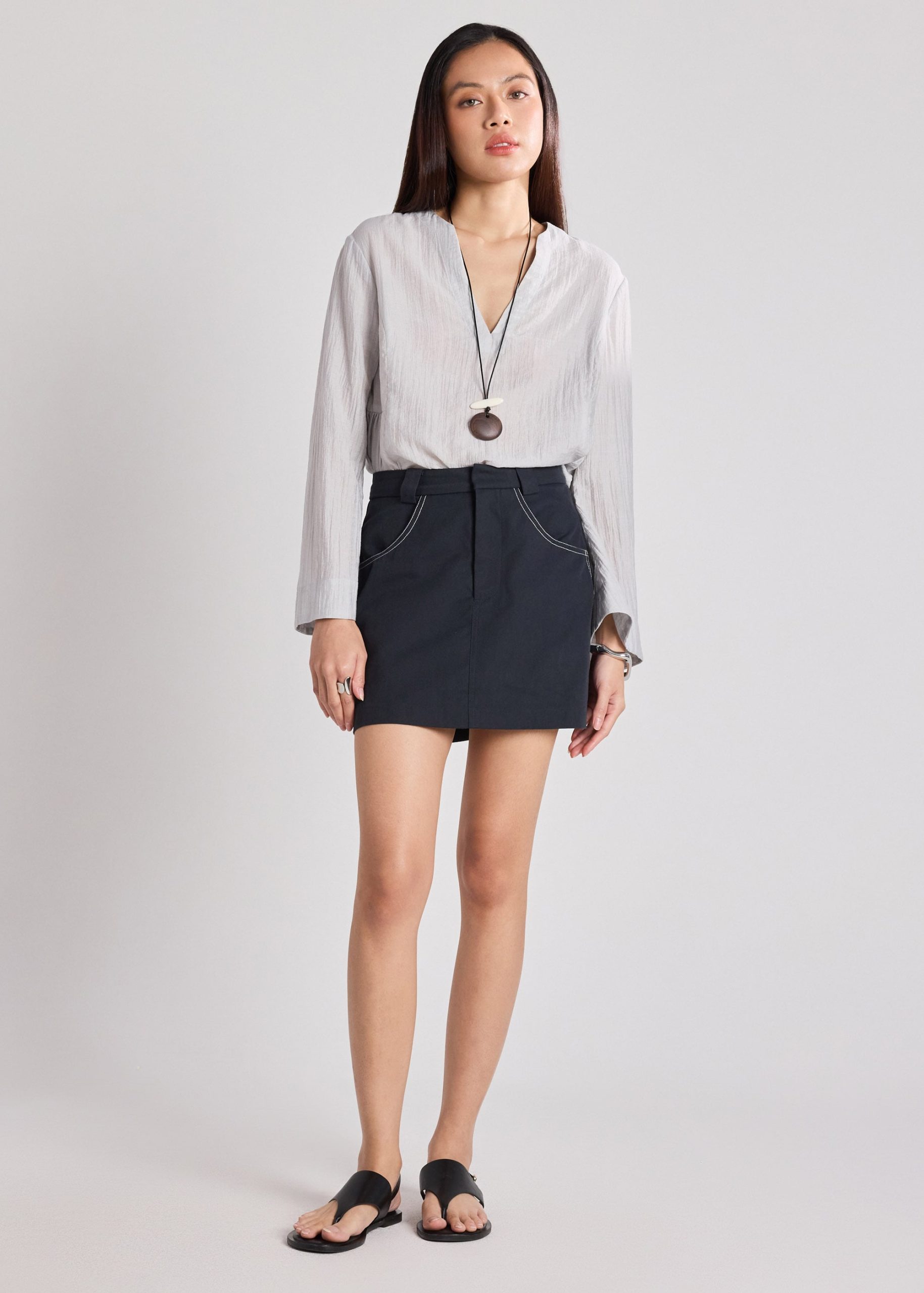 Contrast Stitch Mini Skirt - Image 2