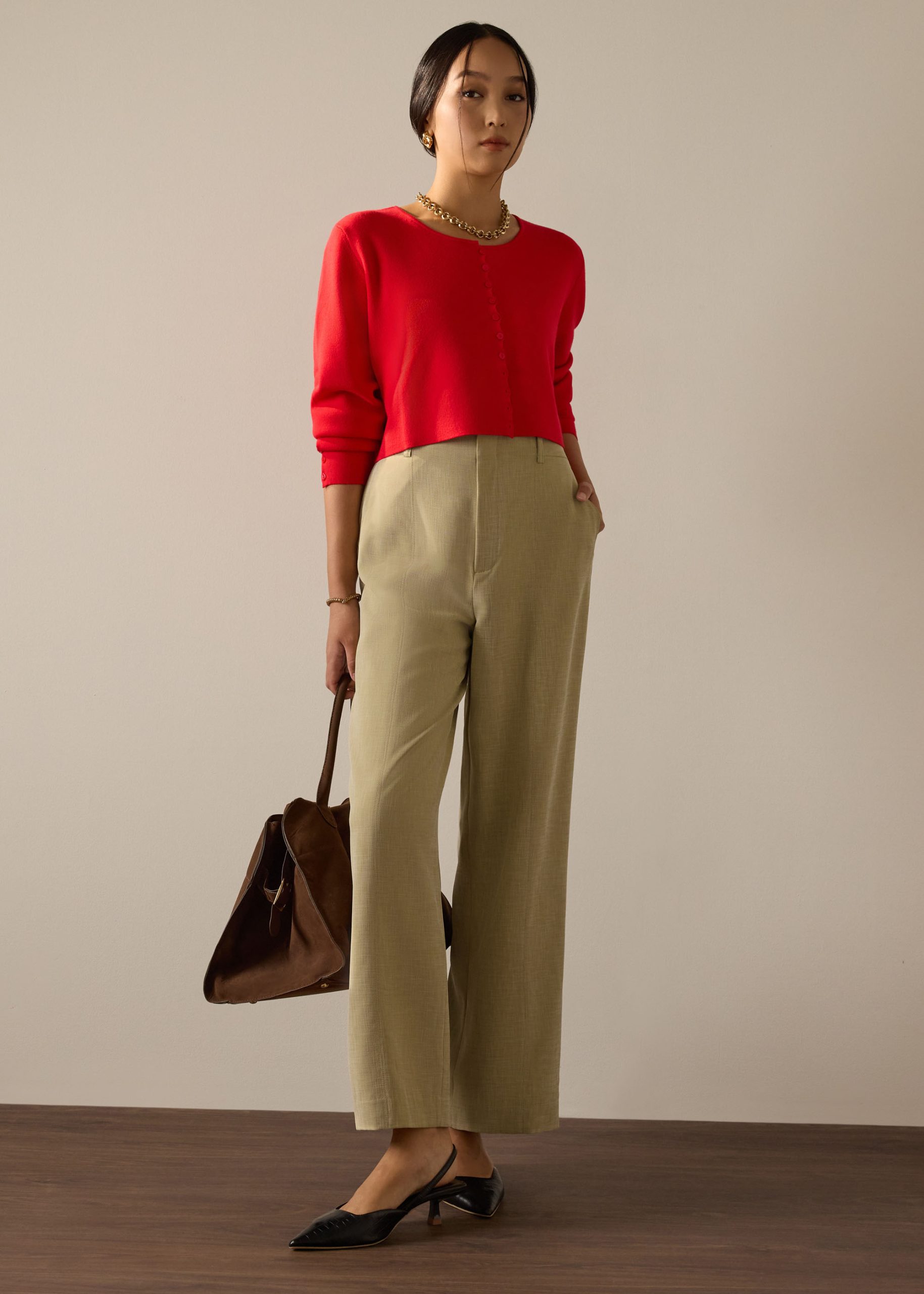 Leggy??Pia Adjustable Hem Elastic Melange Straight Leg Pants - Image 16
