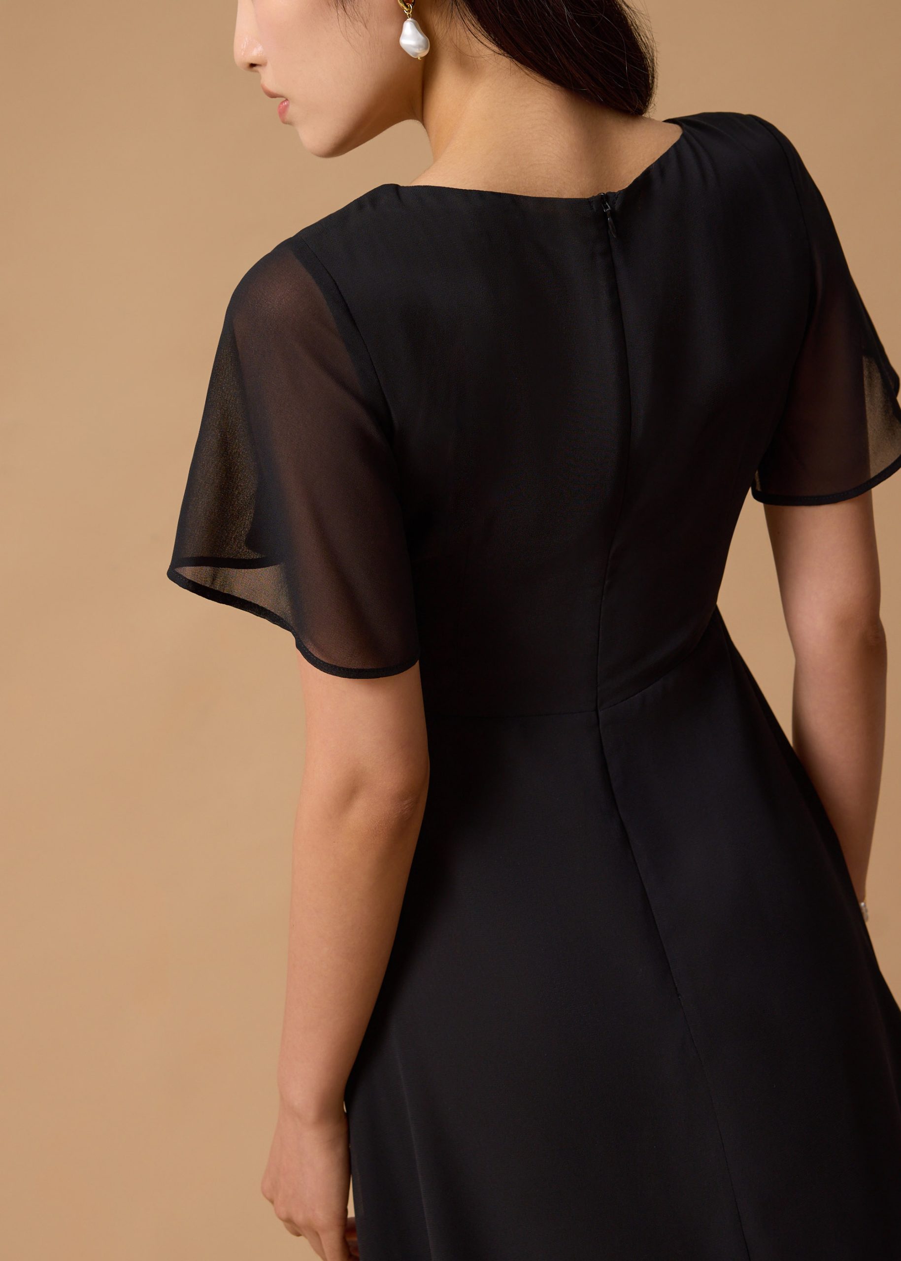 BraFree by LB Georgette Flutter Sleeve Bias Cut Midi Dress - Image 6