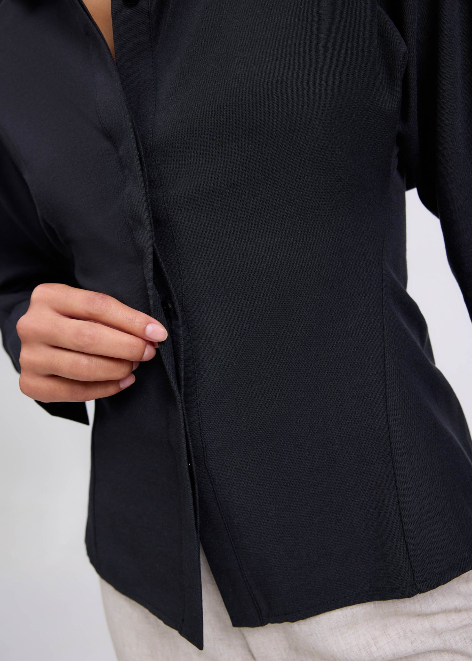RuchedReady® Lily Cinch Waist Collared Shirt - Image 5