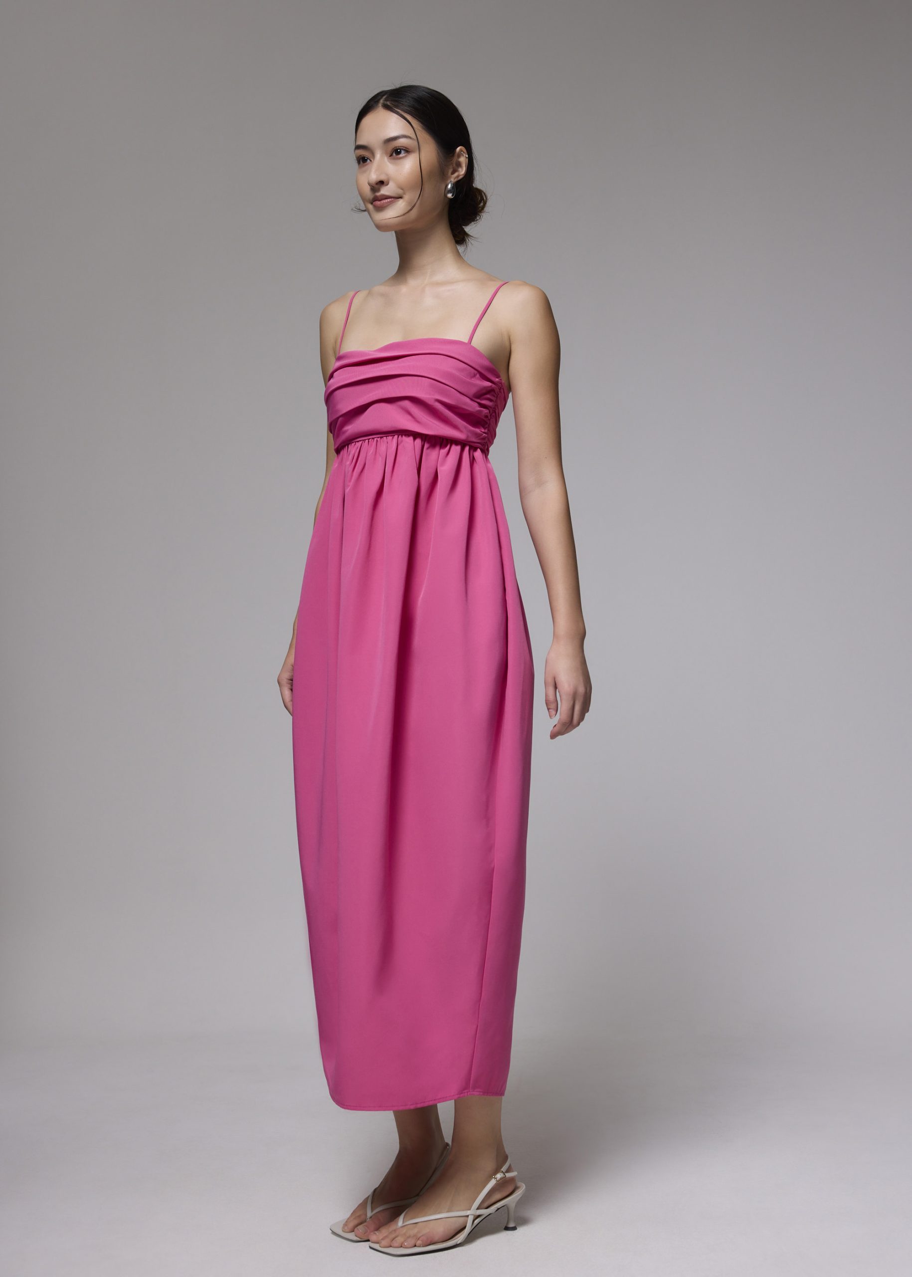 Ruched Straight Neck Tulip Maxi Dress - Image 4