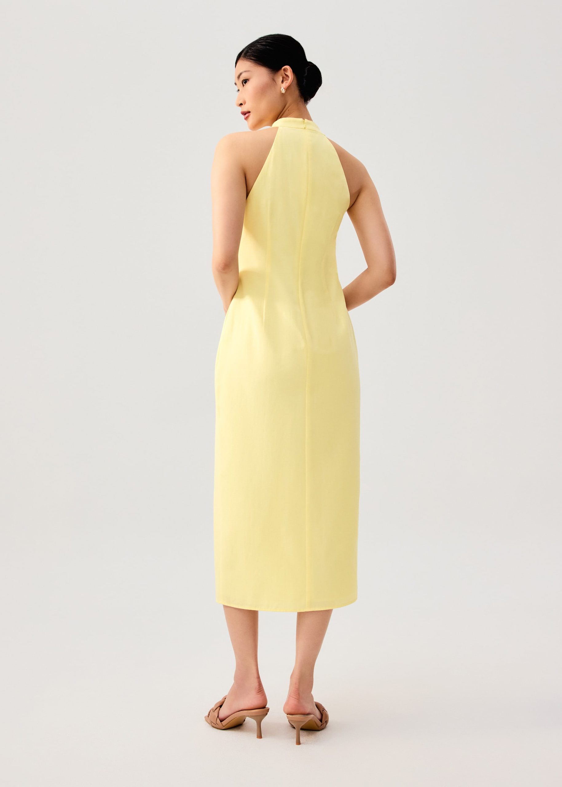 Cotton Side Slit Column Midaxi Cheongsam - Image 12