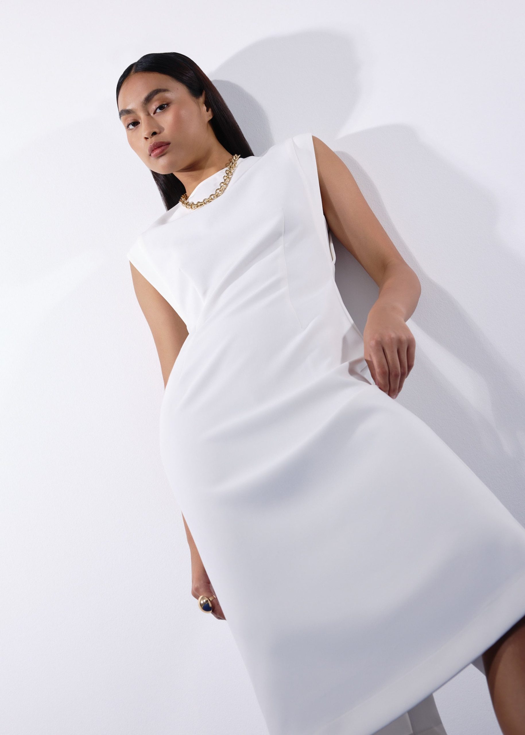 Eika Panelled Cap Sleeve Column Midi Dress - Image 8