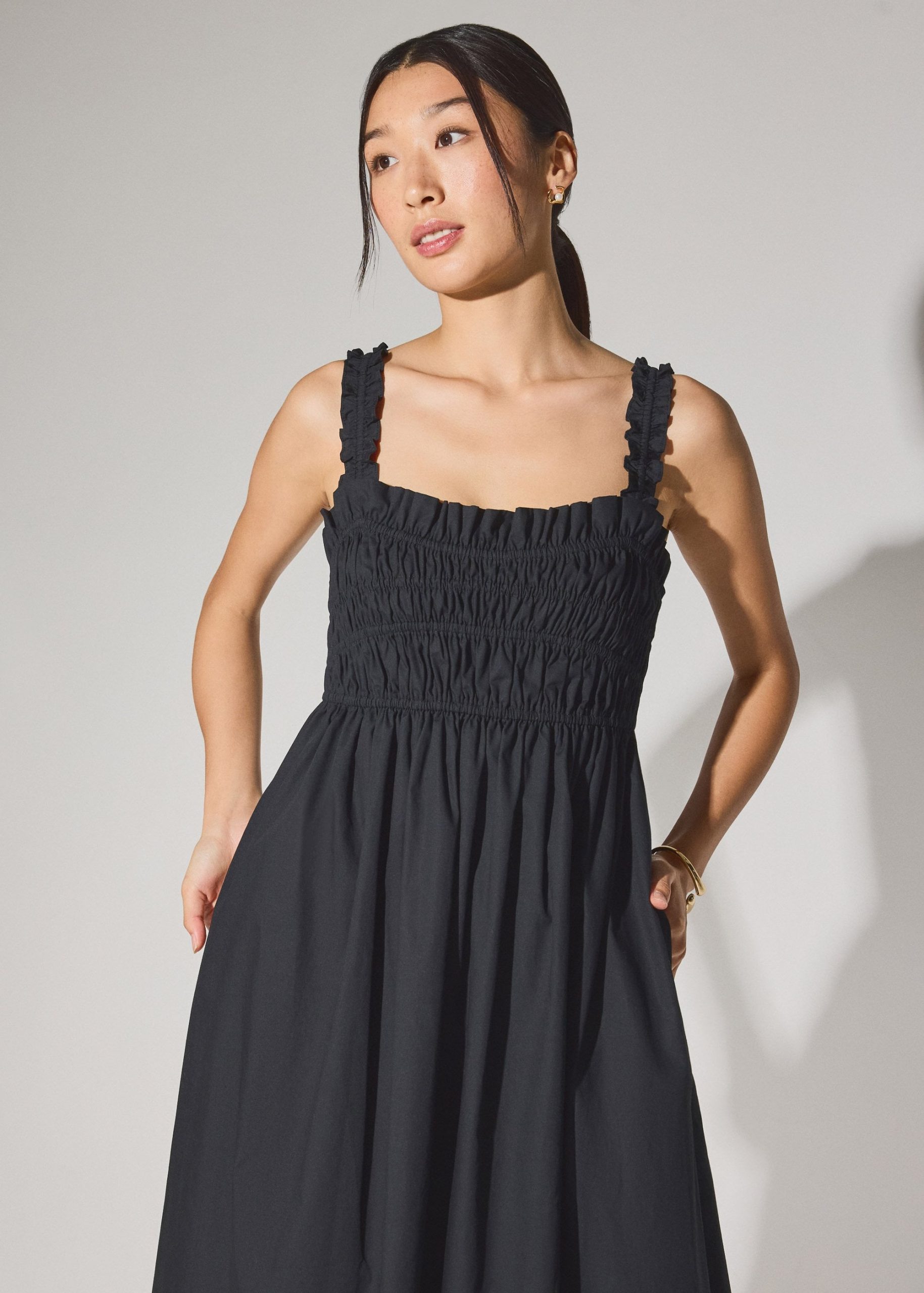 Cotton Ruched Sweetheart Fit & Flare Maxi Dress - Image 5