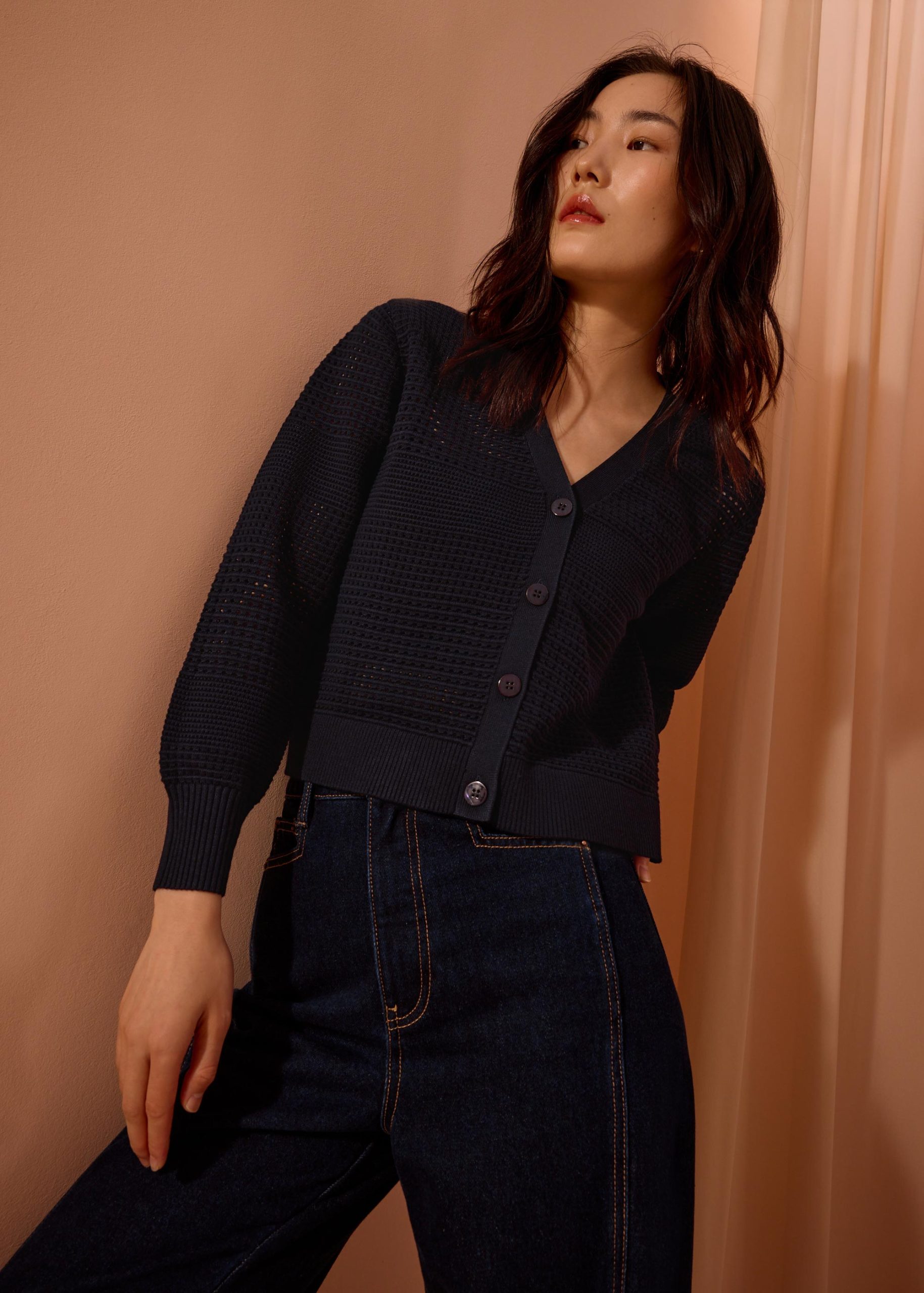 Relaxed Pointelle Knit Cardigan - Image 10