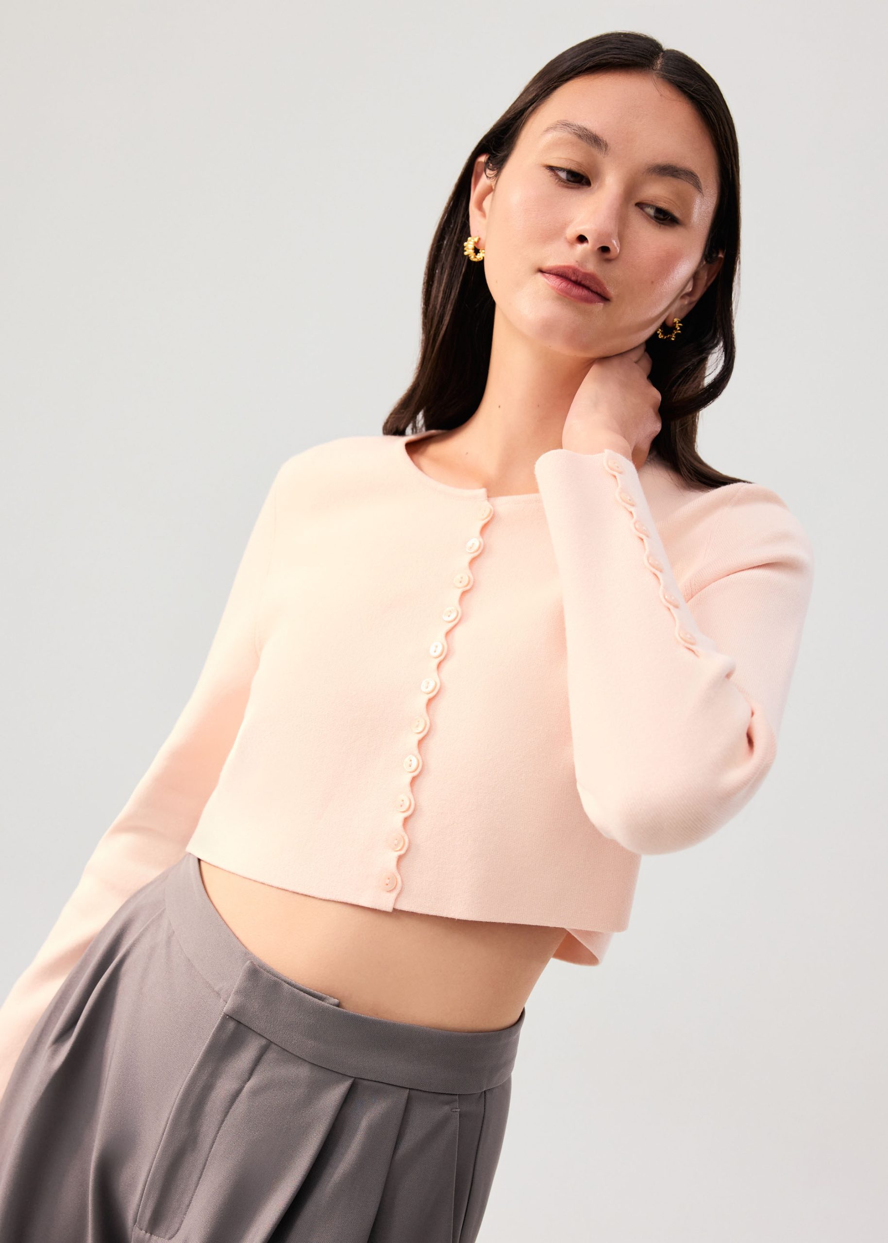 Malee Boxy Knit Scallop Edge Cardigan - Image 18