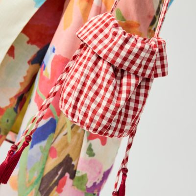 Gingham Drawstring Pouch