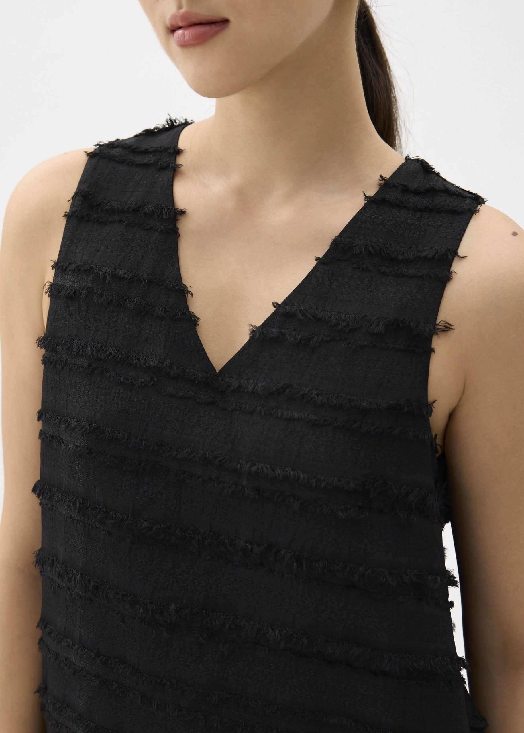 V-neck Fray Shift Mini Dress - Image 2