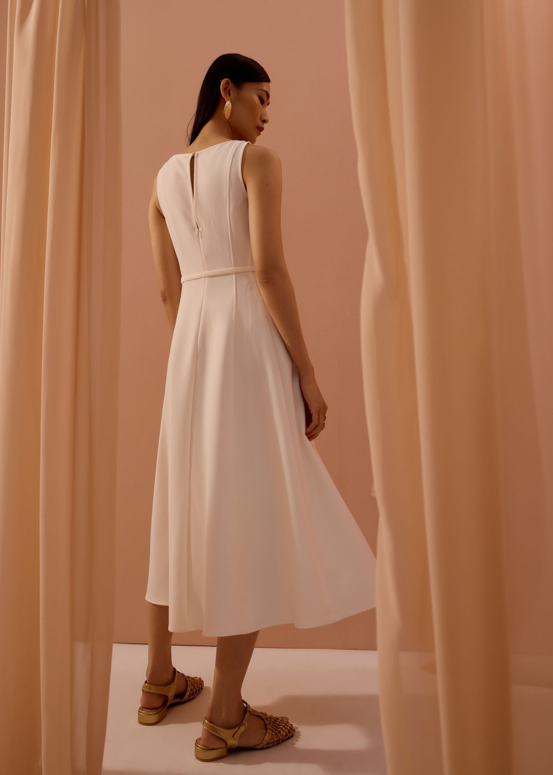 Ling Belted Boat Neck Fit & Flare Midaxi Dress - Image 10