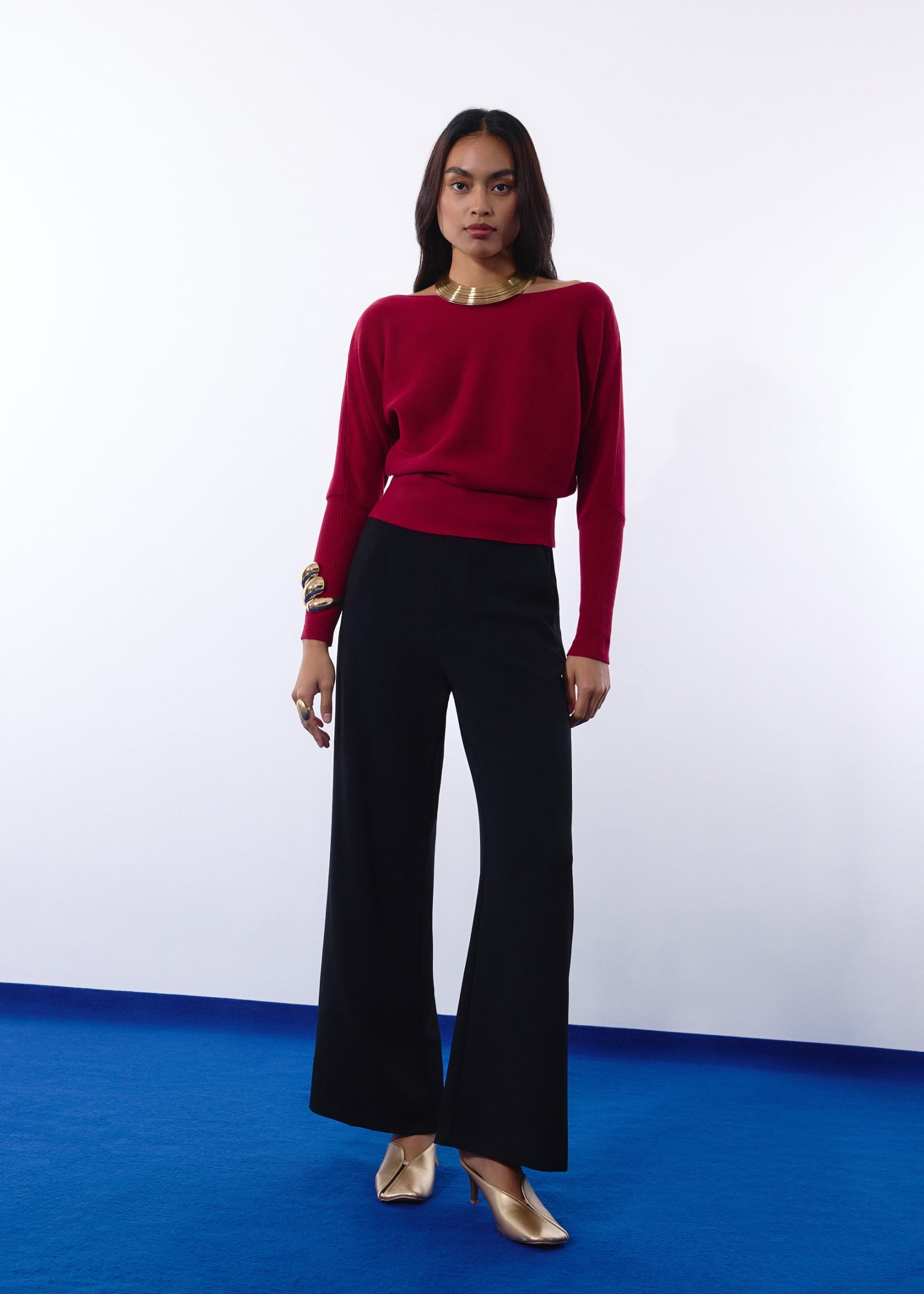 Knit Asymmetric Puff Sleeve Top - Image 3