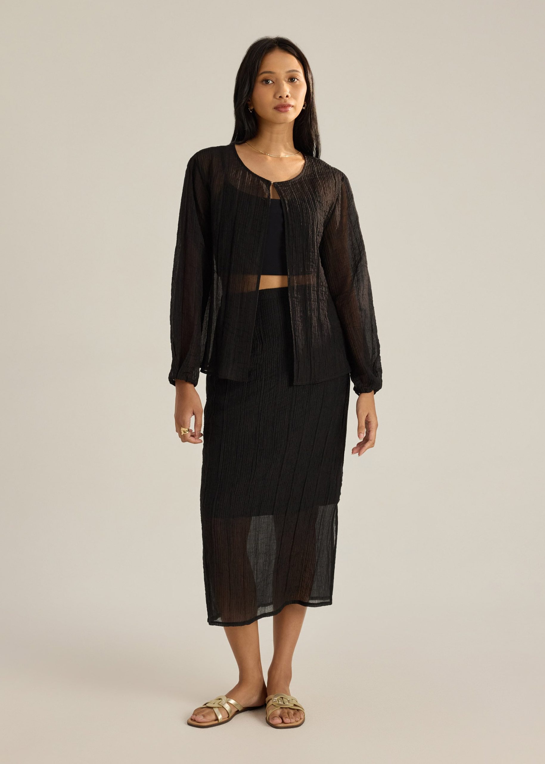 Viv Sheer Textured Column Skirt - Image 6
