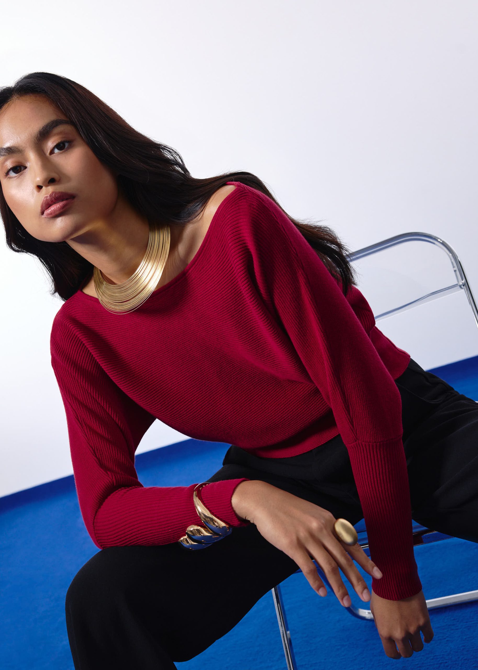 Knit Asymmetric Puff Sleeve Top - Image 7