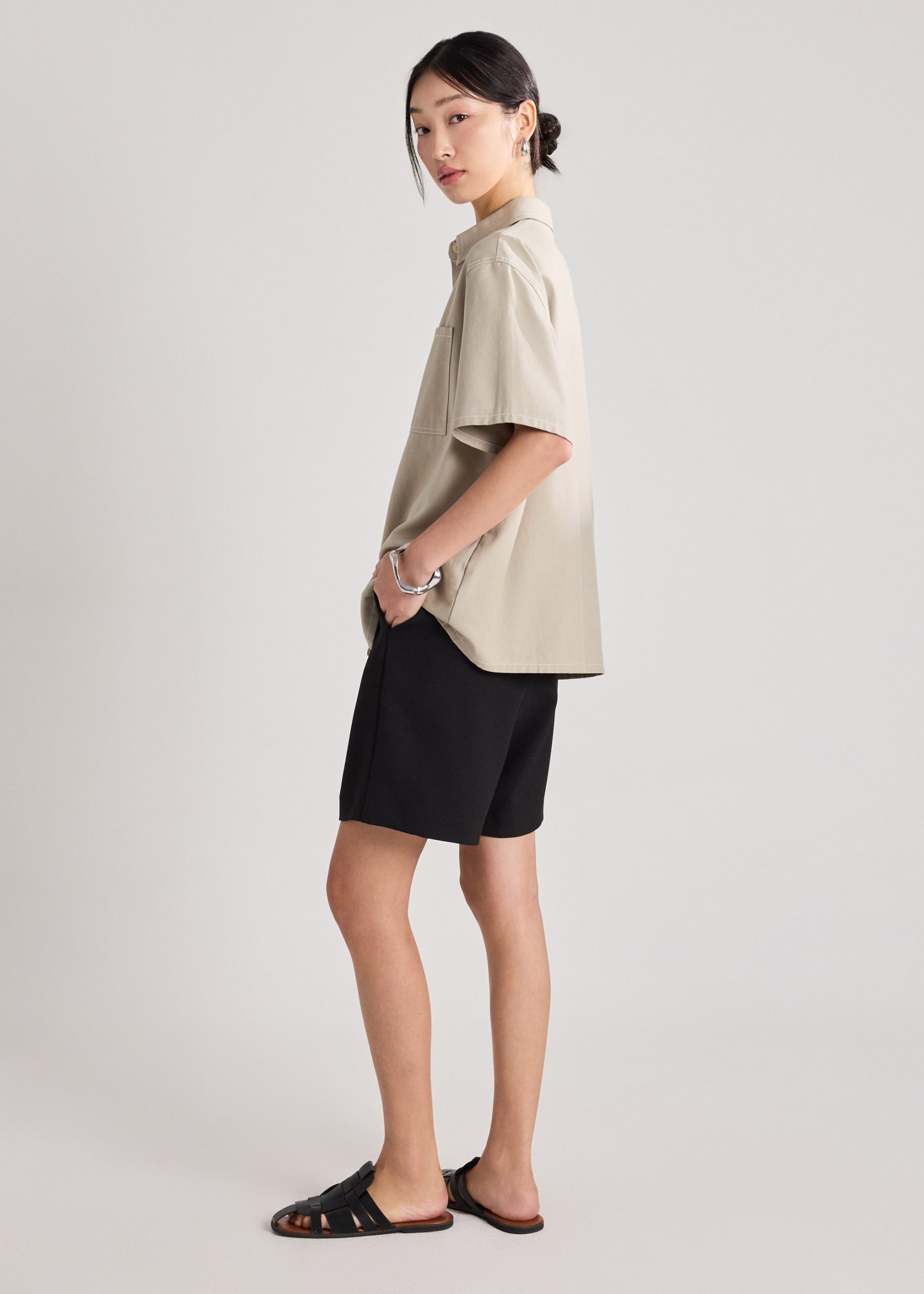 Contrast Stitch Oversized Shirt - Image 11