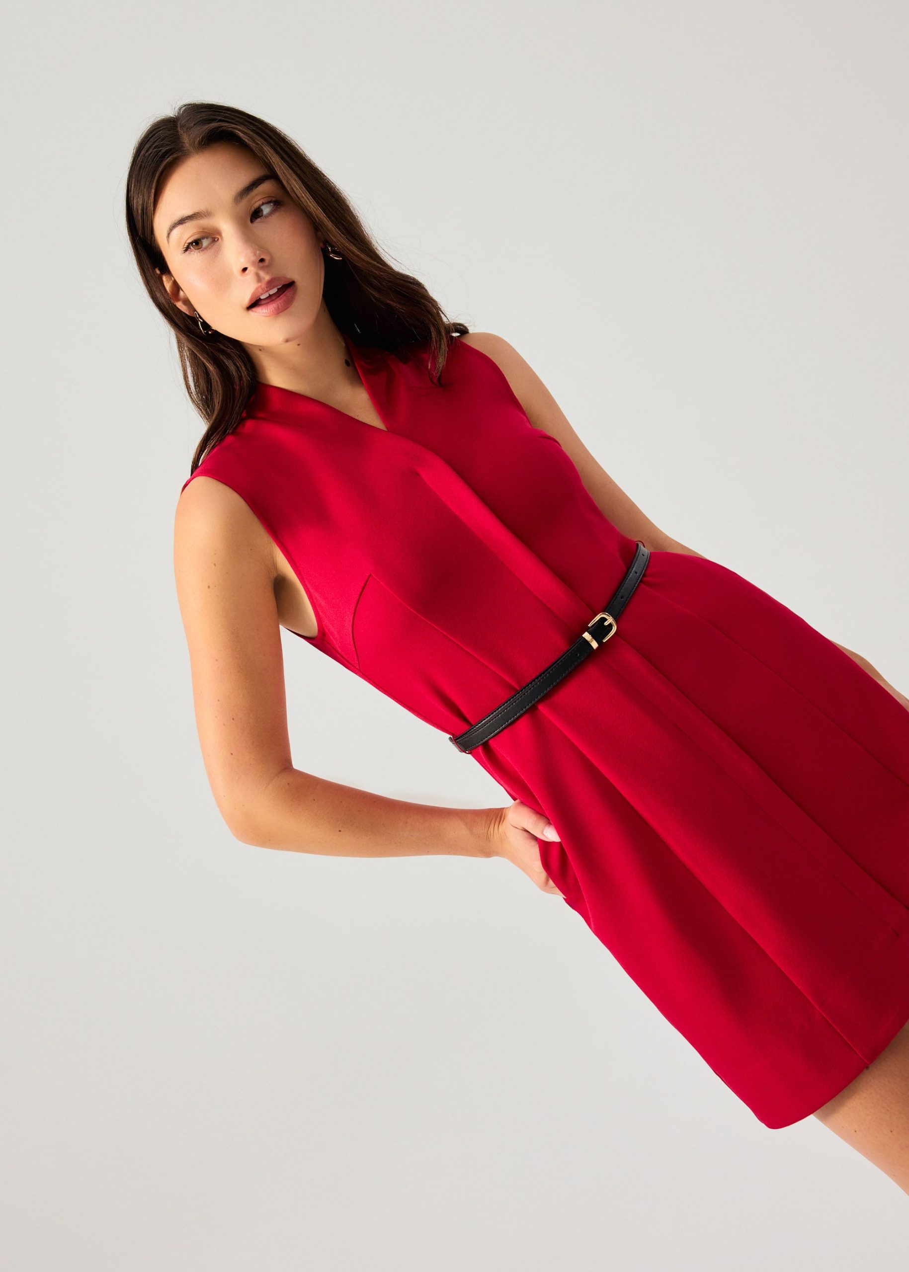 Suyin Belted Mandarin Collar Mini Dress - Image 9
