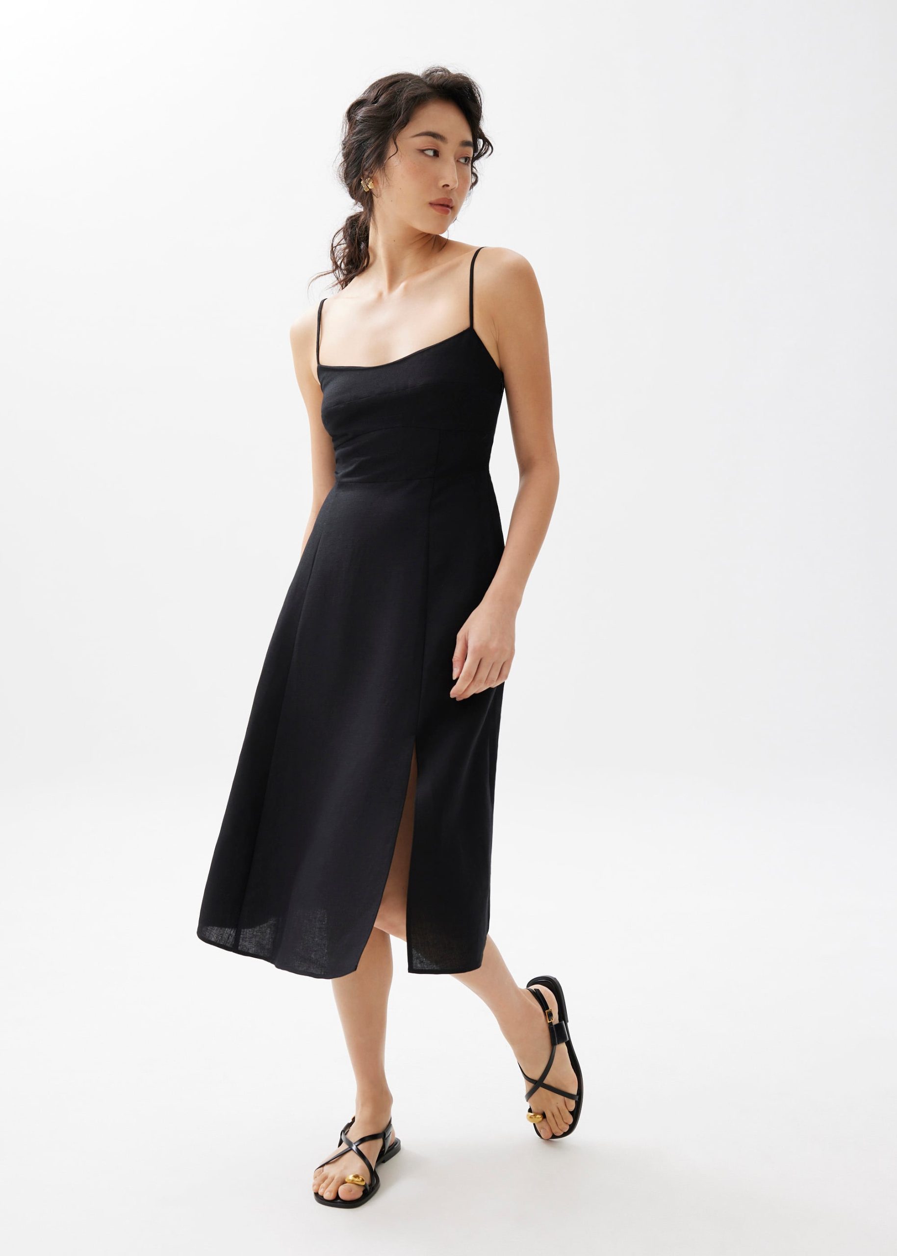 Emi Linen Fit & Flare Midi Dress - Image 4
