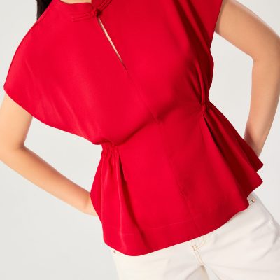 Ming Side Elastic Mandarin Collar Blouse